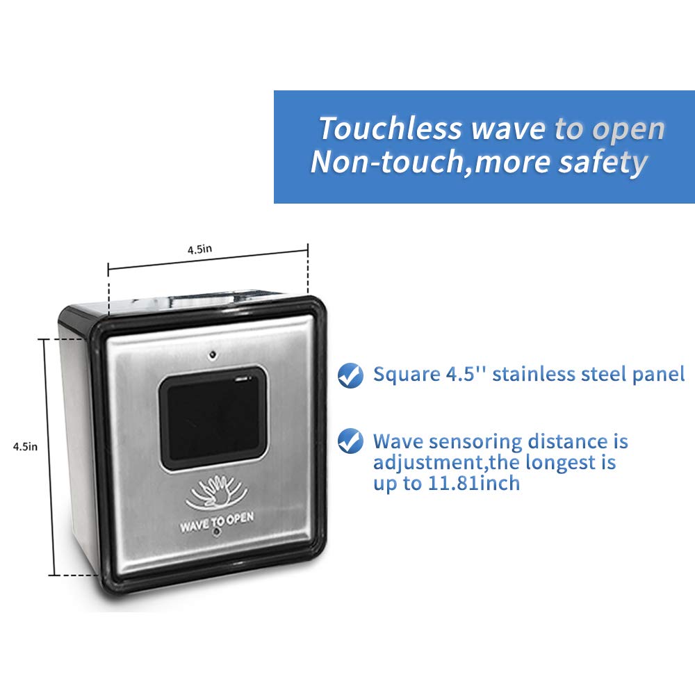 Olideauto Contactless Wireless Sensor Switch - 2PCS Stainless Steel Wave Sensor Panel for Hands-Free Door Opener with WiFi Function | Ideal for Smart Homes, Offices, and Public Spaces