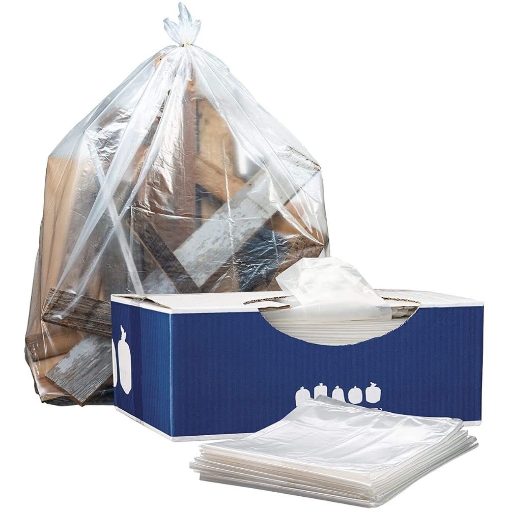 Heavy Duty 20-30 Gallon Clear Trash Bags - 2.0 Mil Thick, 30