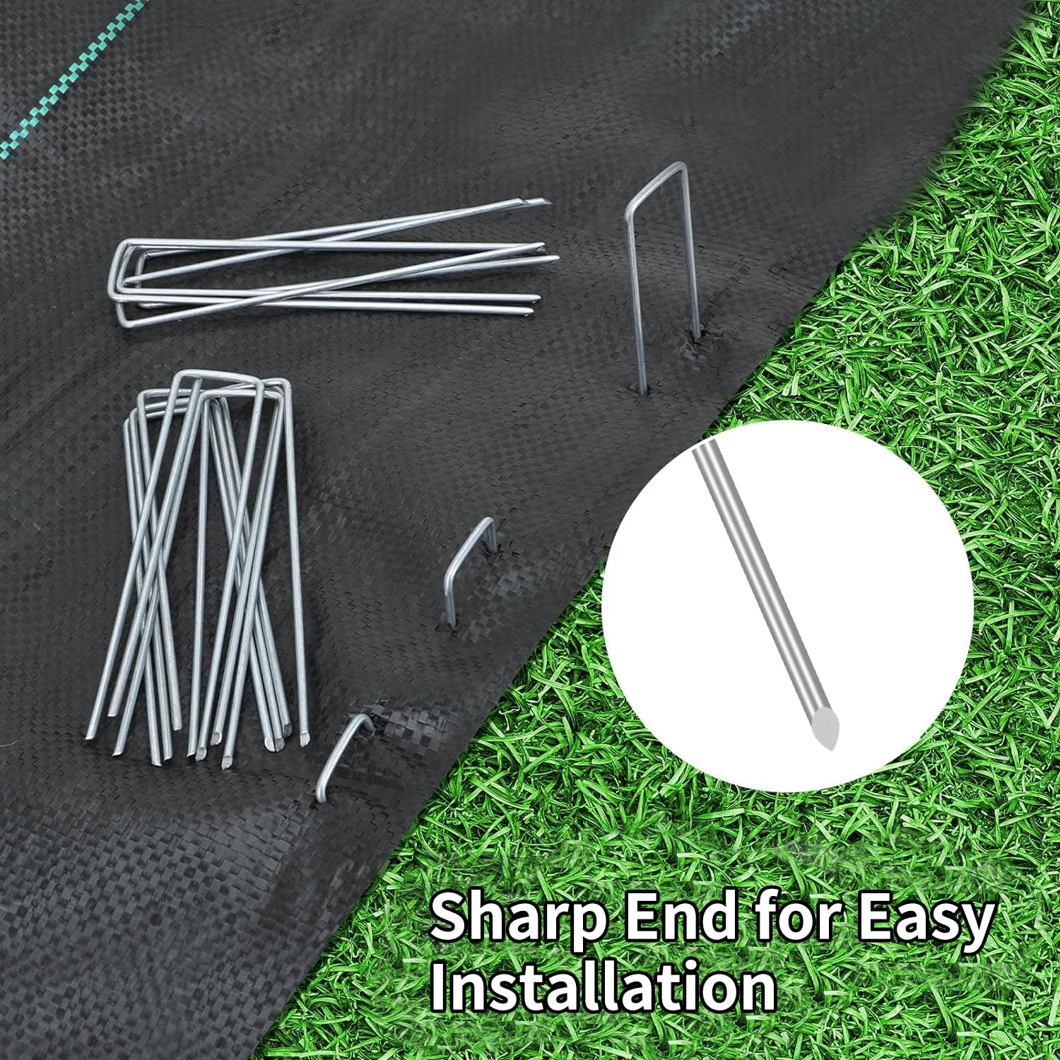 CEWOR 500 Pack 6 Inch Galvanized Landscape Staples - 11 Gauge U-Shaped Garden Stakes for Lawn, Yard & Ground Fabric | Heavy Duty Fence Pins for Landscaping, Drip Irrigation & Weed Barrier Installation | Perfect for Securing Landscape Fabric, Garden Netting & Irrigation Systems