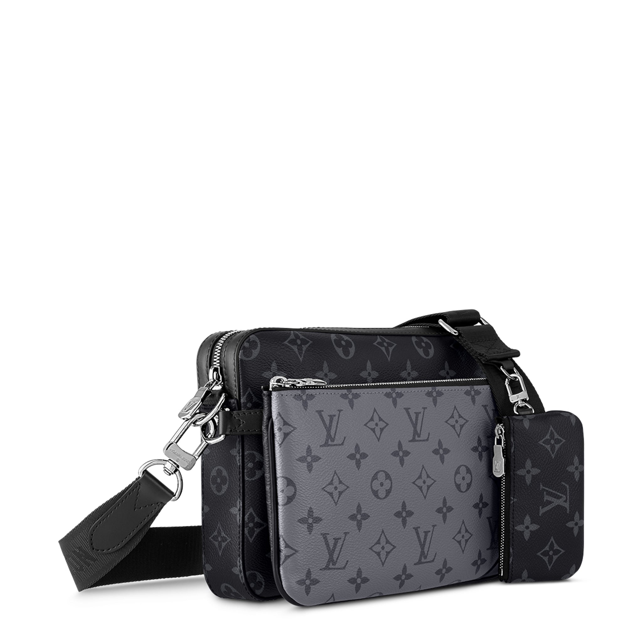 Louis Vuitton Monogram Trio Messenger Bag - Black & Grey Crossbody Bag for Men | Stylish Everyday Carry for Work, Travel & Casual Outings