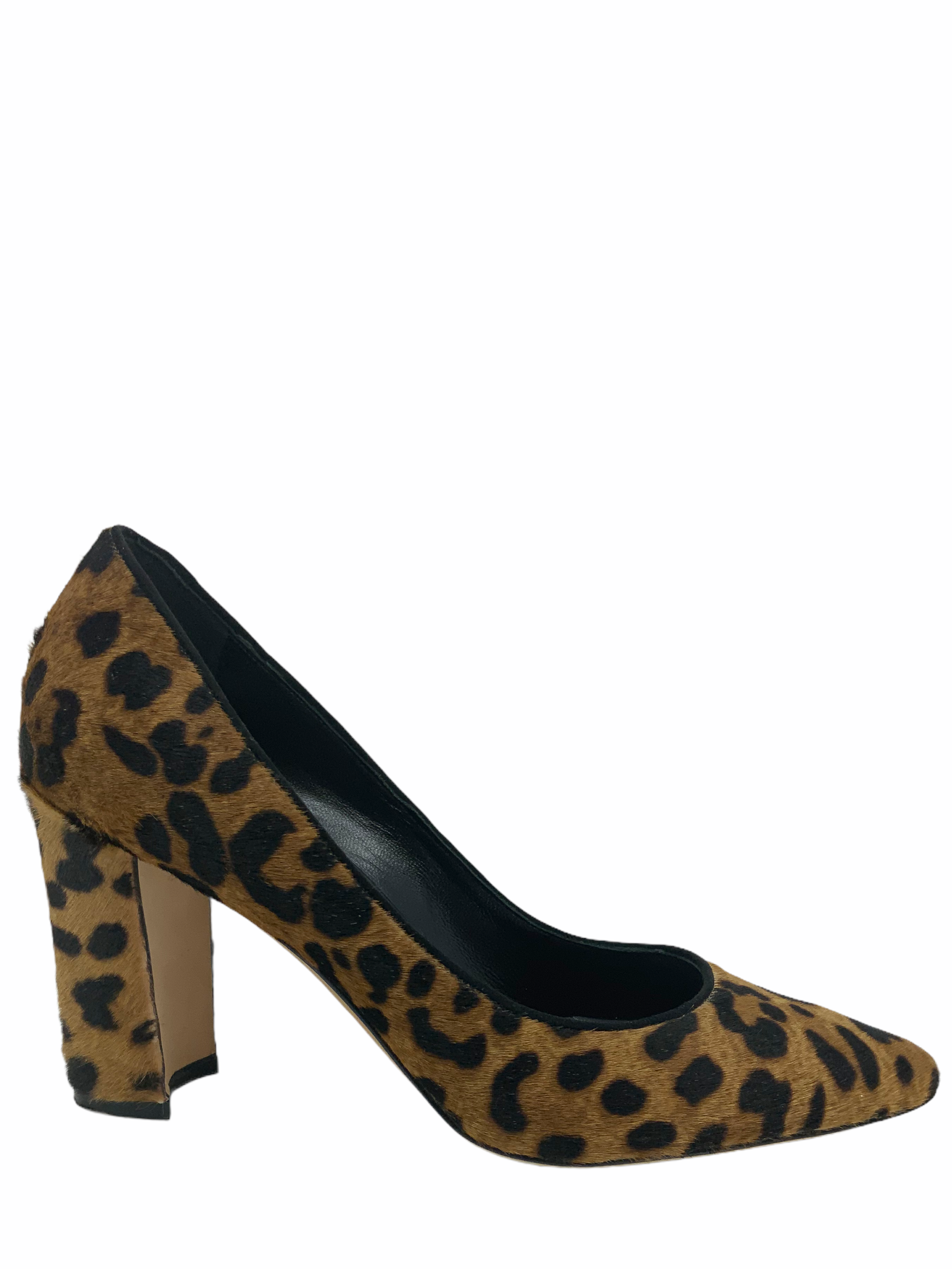 Manolo Blahnik Tucciototo Leopard Print Calf Hair Pumps Women's Size 7 - Elegant Heels for Parties, Weddings & Evening Events