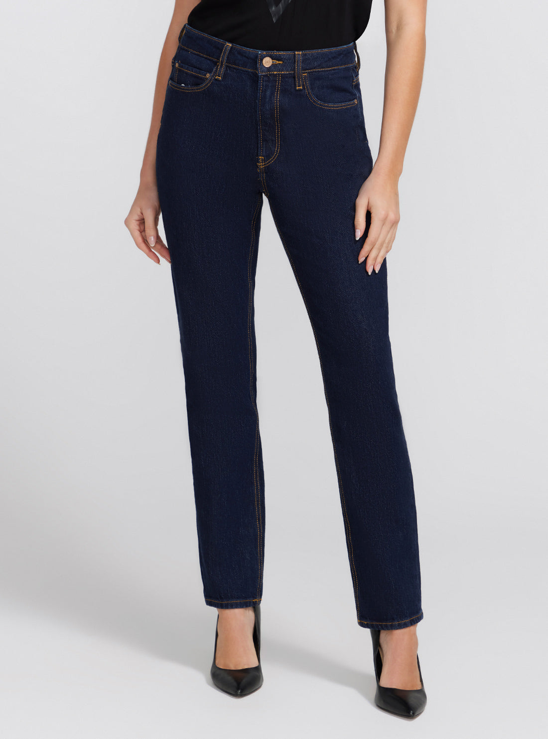 Eco-Friendly Women's Mid Rise Dark Blue Denim Jeans - Perfect for Casual Wear & Sustainable Fashion