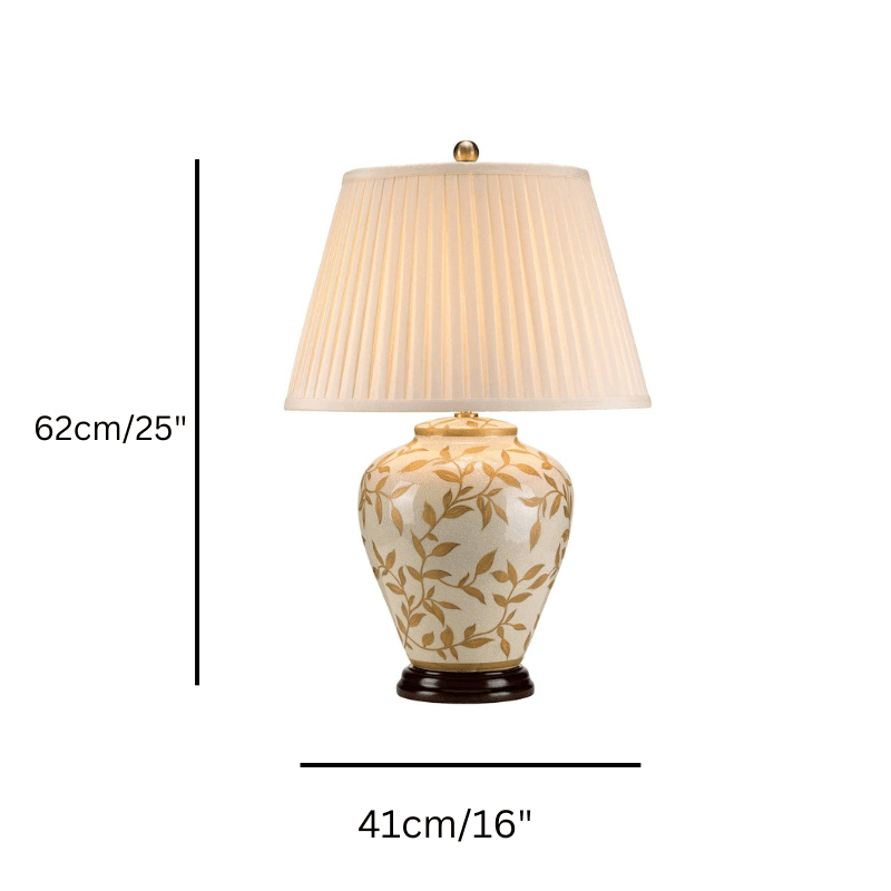 Elstead Lighting Brown & Gold Ceramic Table Lamp with Leaf Design - Perfect for Living Room, Bedroom, or Office Decor