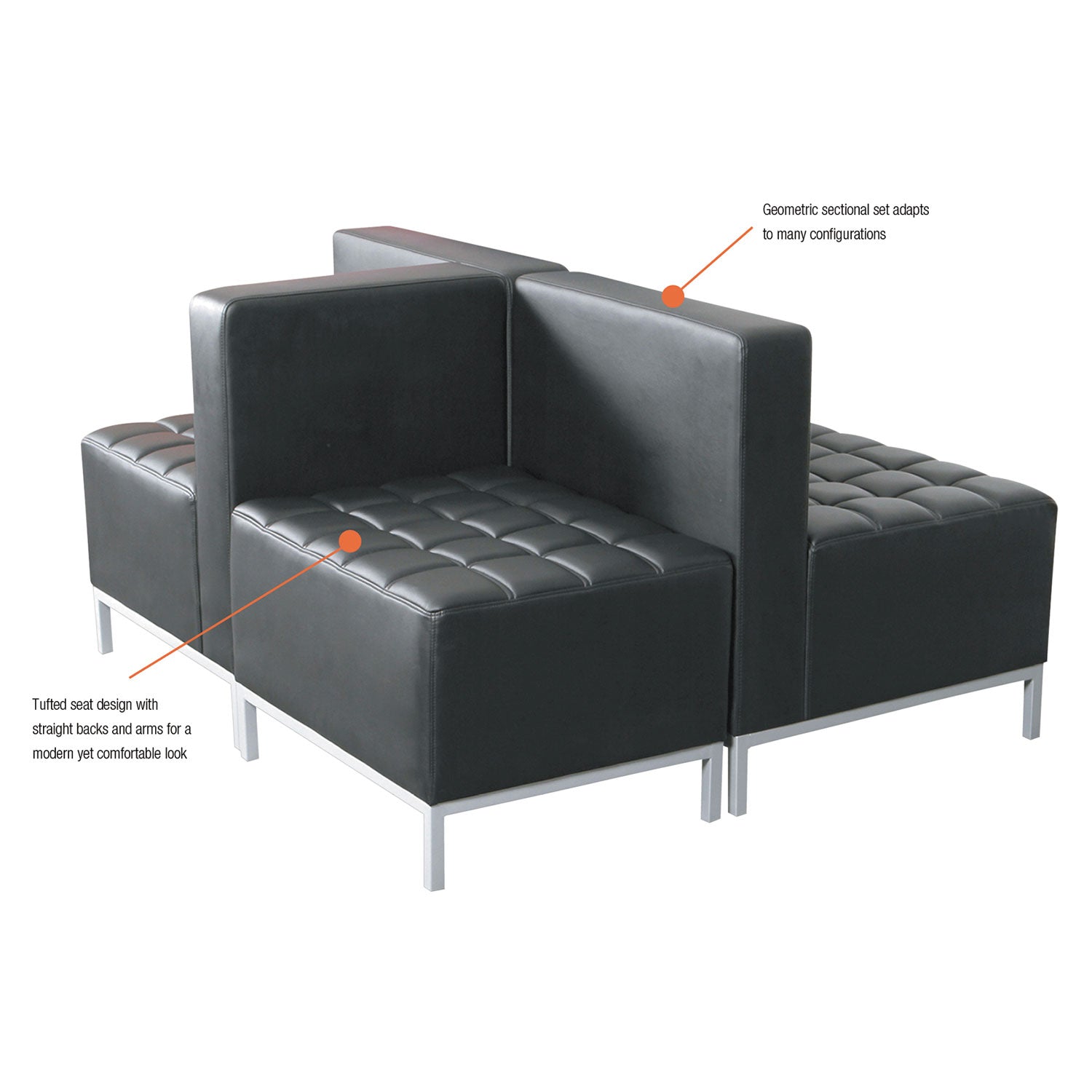 Alera QUB Series Ottoman - 26.38 x 21.5 x 17.5 Inches, Black Storage Footrest Stool for Living Room, Office & Bedroom