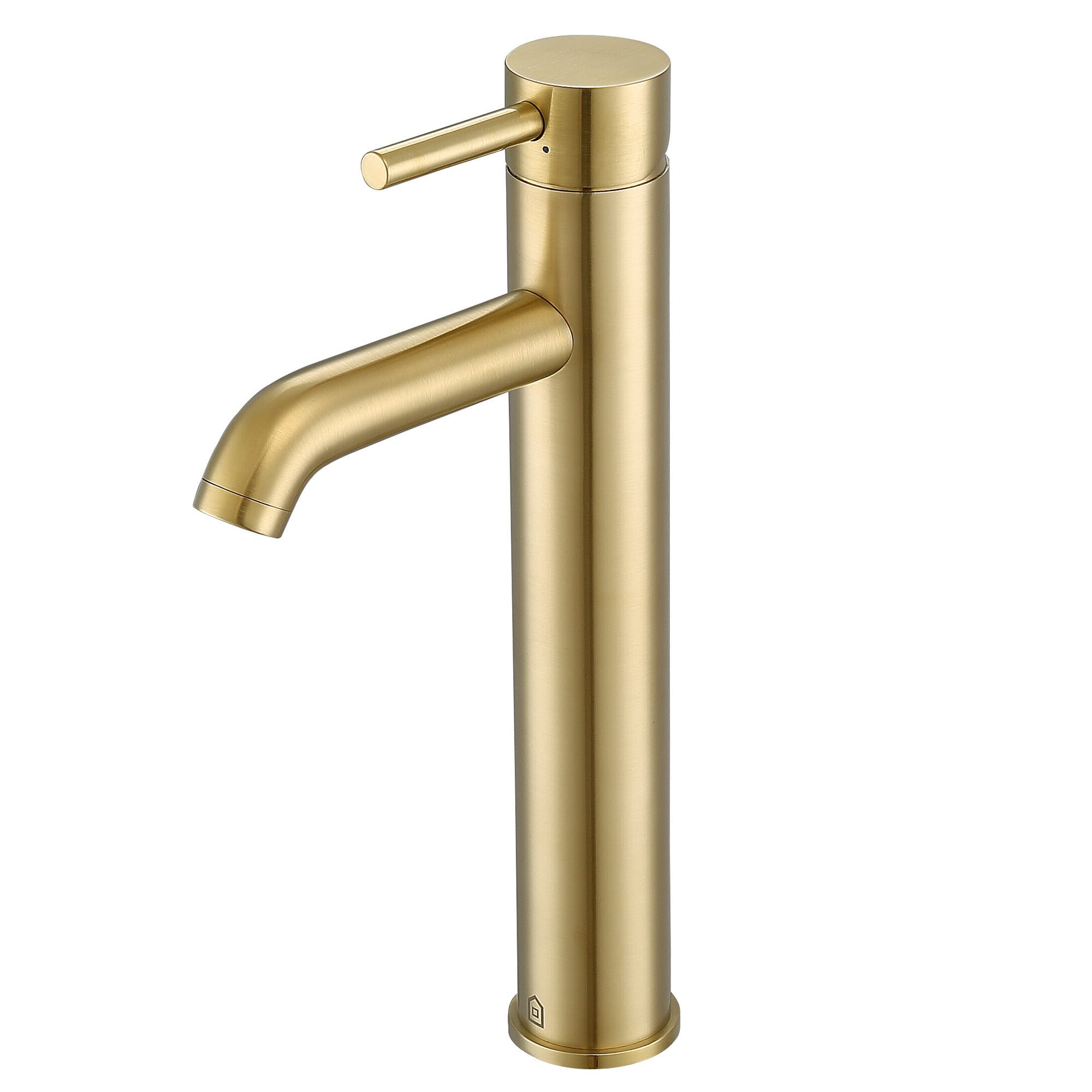Ancona Holbrook White Ceramic Vessel Bathroom Sink with Brushed Champagne Gold Single Hole Faucet - Modern Vanity Basin for Powder Room, Guest Bath & Master Bathroom Decor