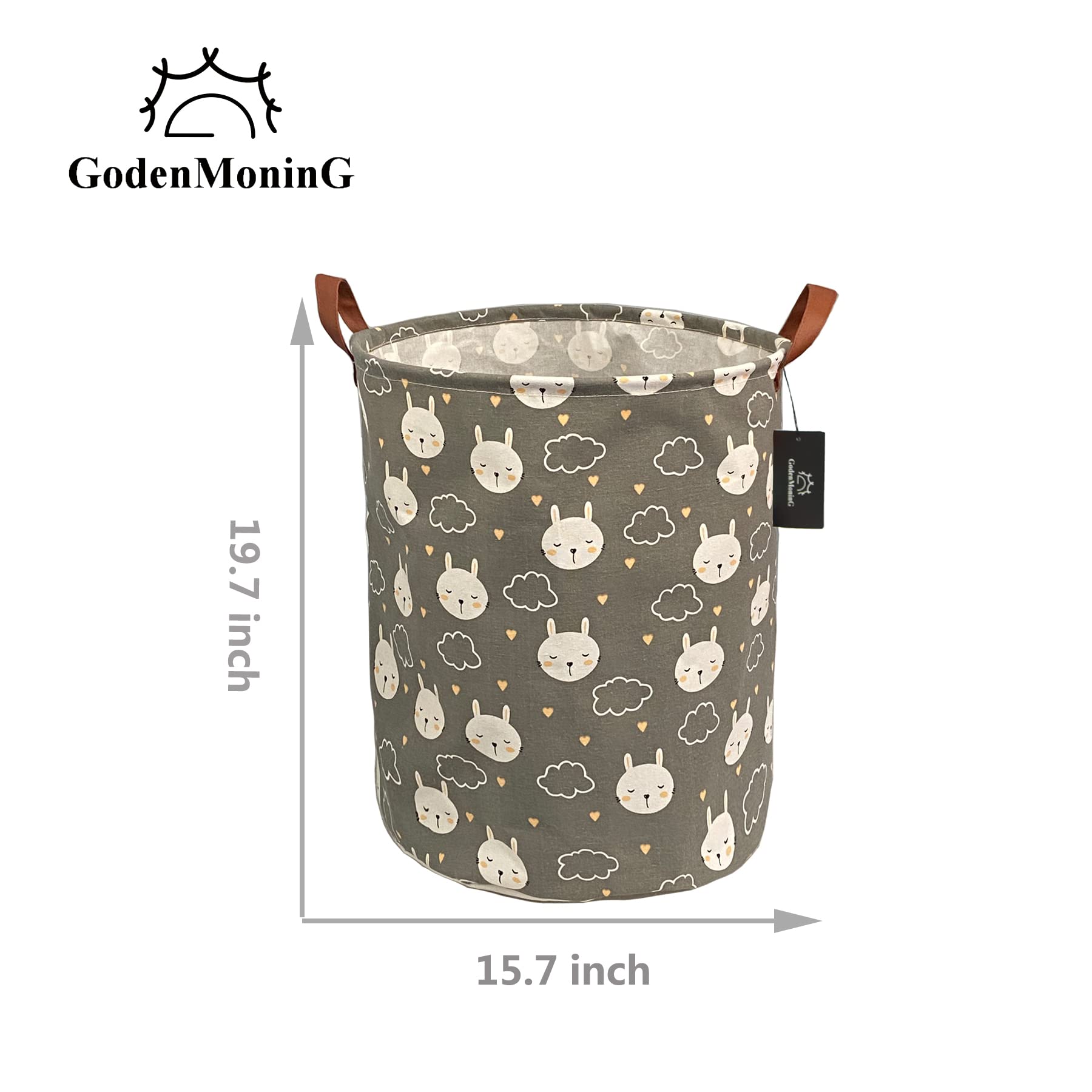 Foldable Laundry Hamper Basket - Large Waterproof Collapsible Storage Bin with Handles for Home Organization, Nursery, Toys & Clothes (Grey Bunny) | Perfect for Small Spaces, Kids Room & Laundry Room Storage