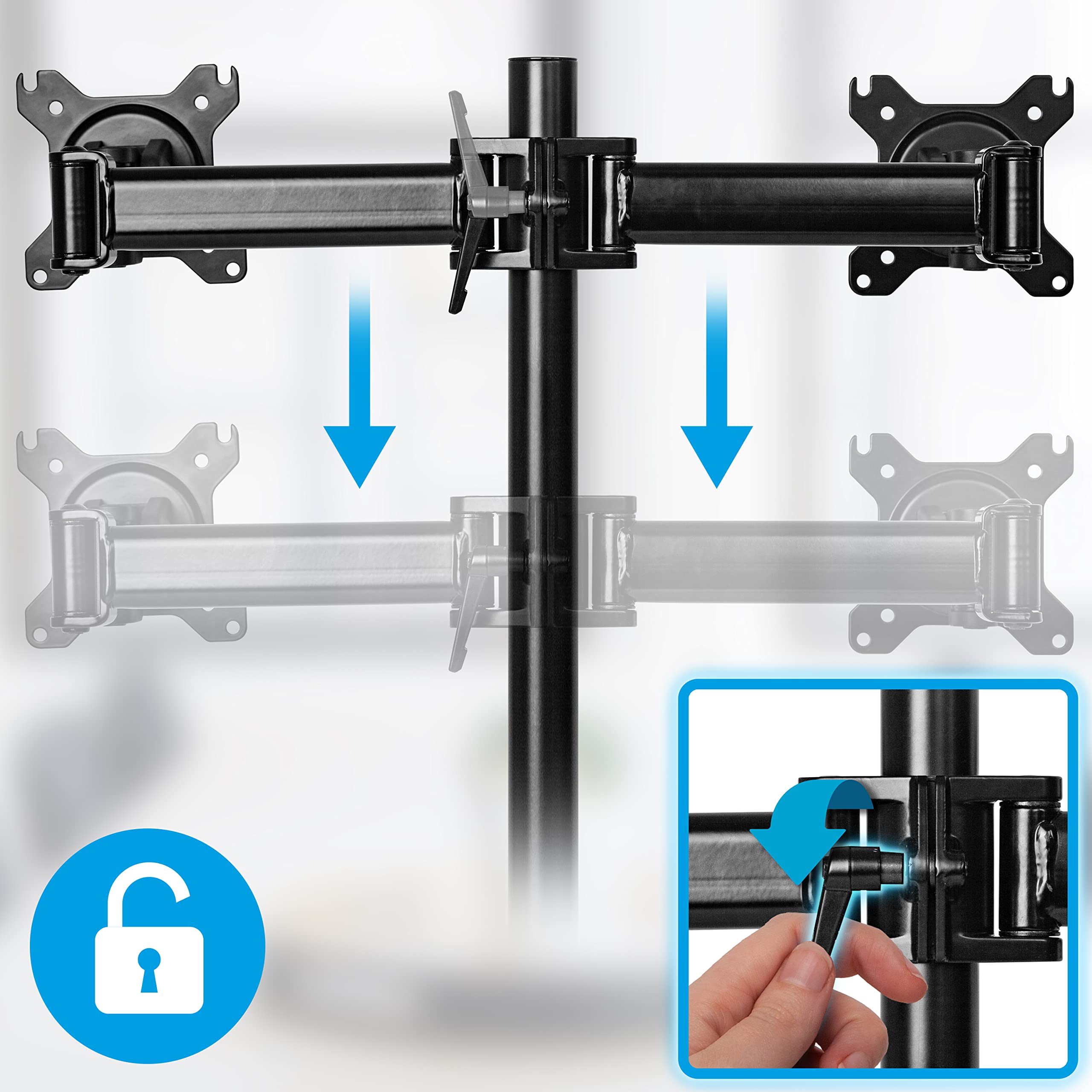 Duronic DM25MJ Dual Monitor Arm Mount - Heavy Duty Steel Desk Clamp for Dual Screens, Compatible with All DM25 Monitor Arms, Black | Perfect for Home Office, Gaming & Workspace Setup
