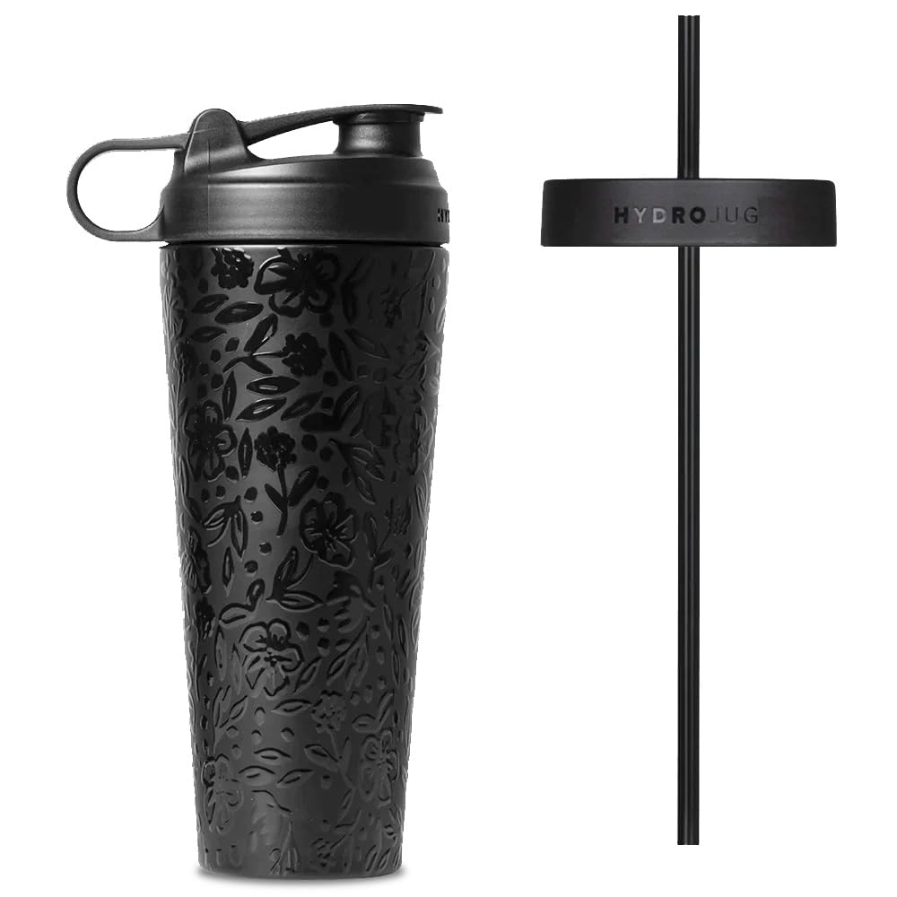 HydroJug 24oz Stainless Steel Shaker Bottle - Vacuum Insulated Protein Shaker Cup for Gym, Workouts & Travel | BPA-Free, Leakproof, Temperature Control for Protein Shakes, Pre-Workout & Iced Coffee | Fits Car Cup Holders