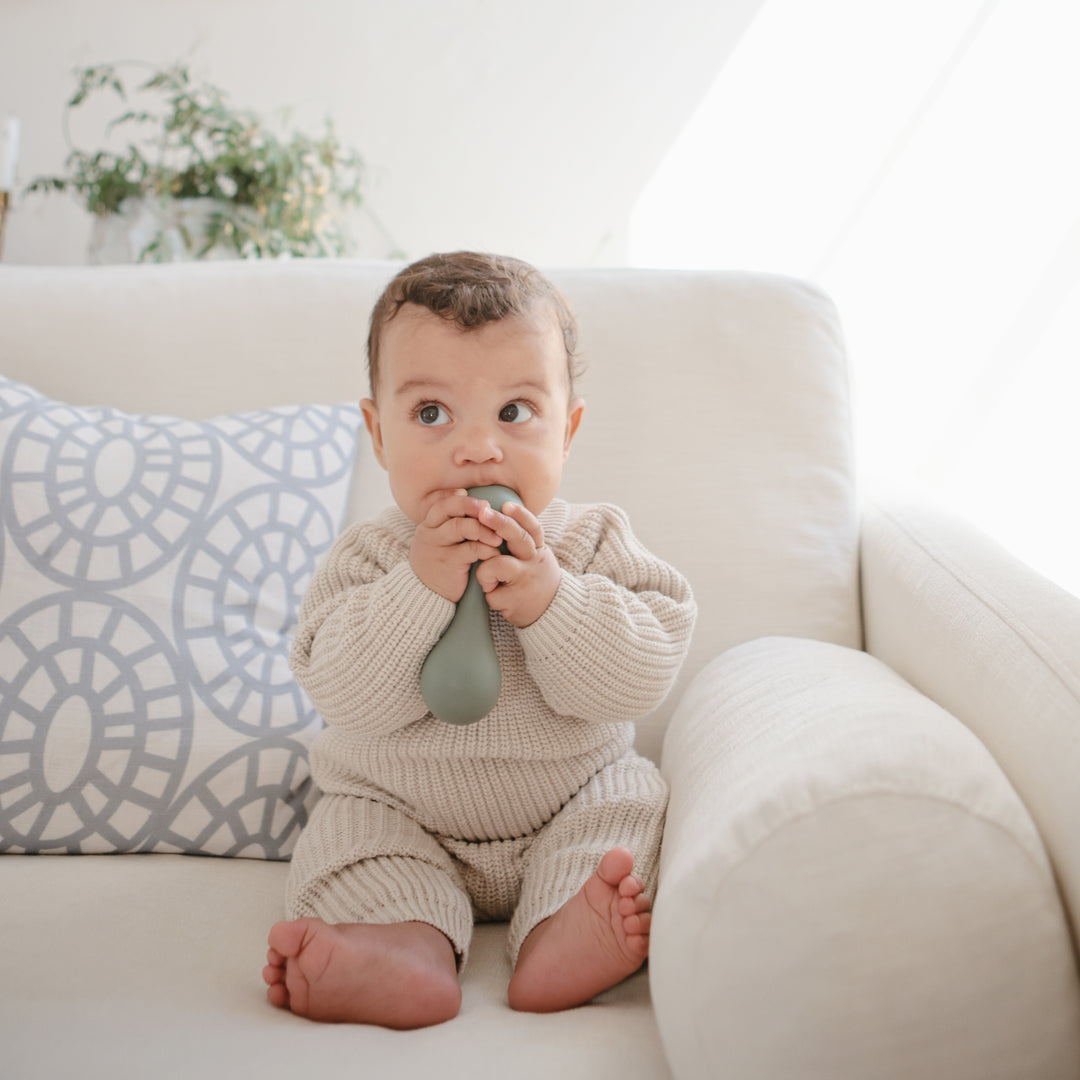 Mushie Silicone Baby Rattle Toy - Soft & Safe Teething Toy for Infants - Perfect for Newborns, Sensory Play & Early Development - BPA-Free & Easy to Clean