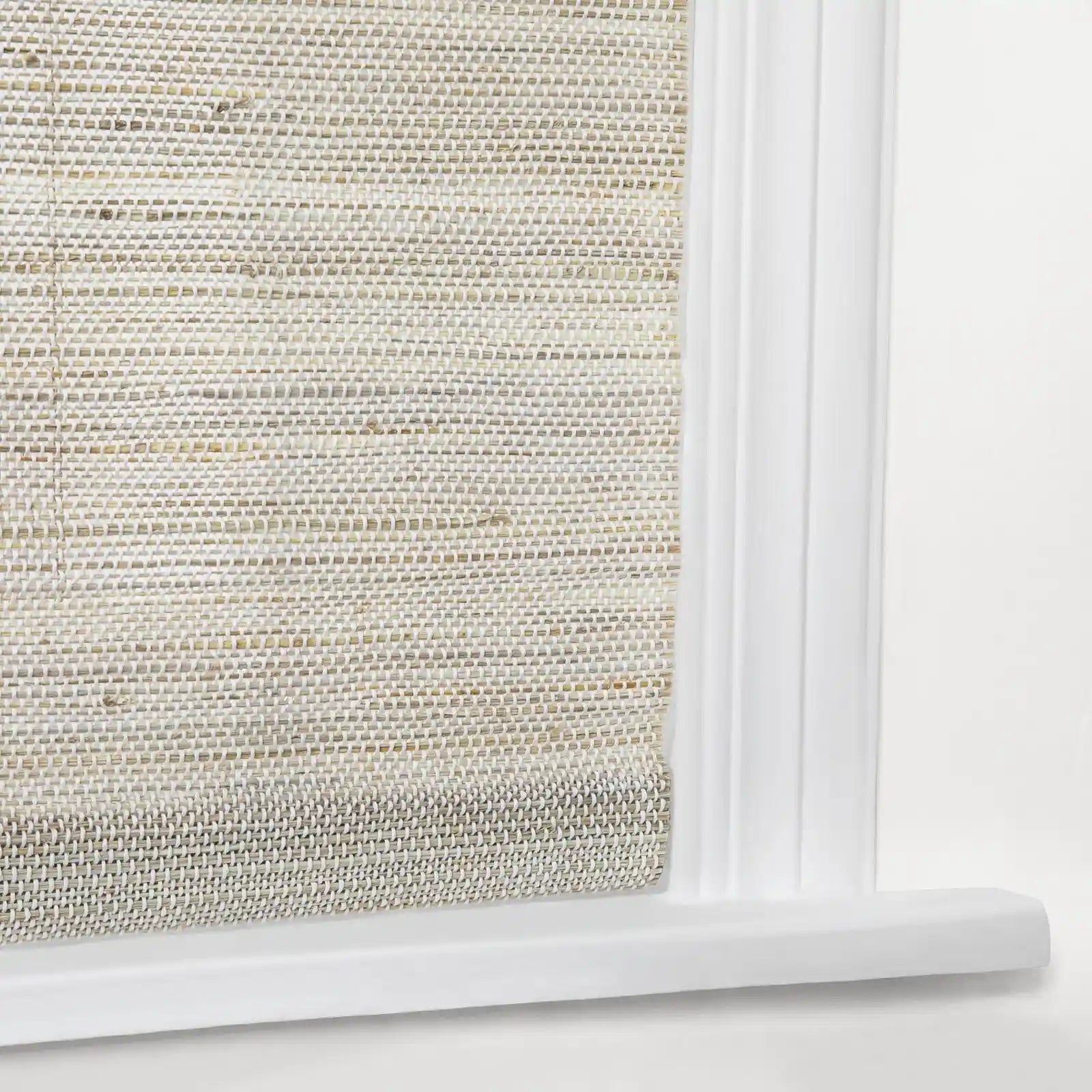 Natural Ramie Cordless Top Down Bottom Up Woven Wood Shade - White Wall Window Treatment for Living Room & Bedroom Privacy
