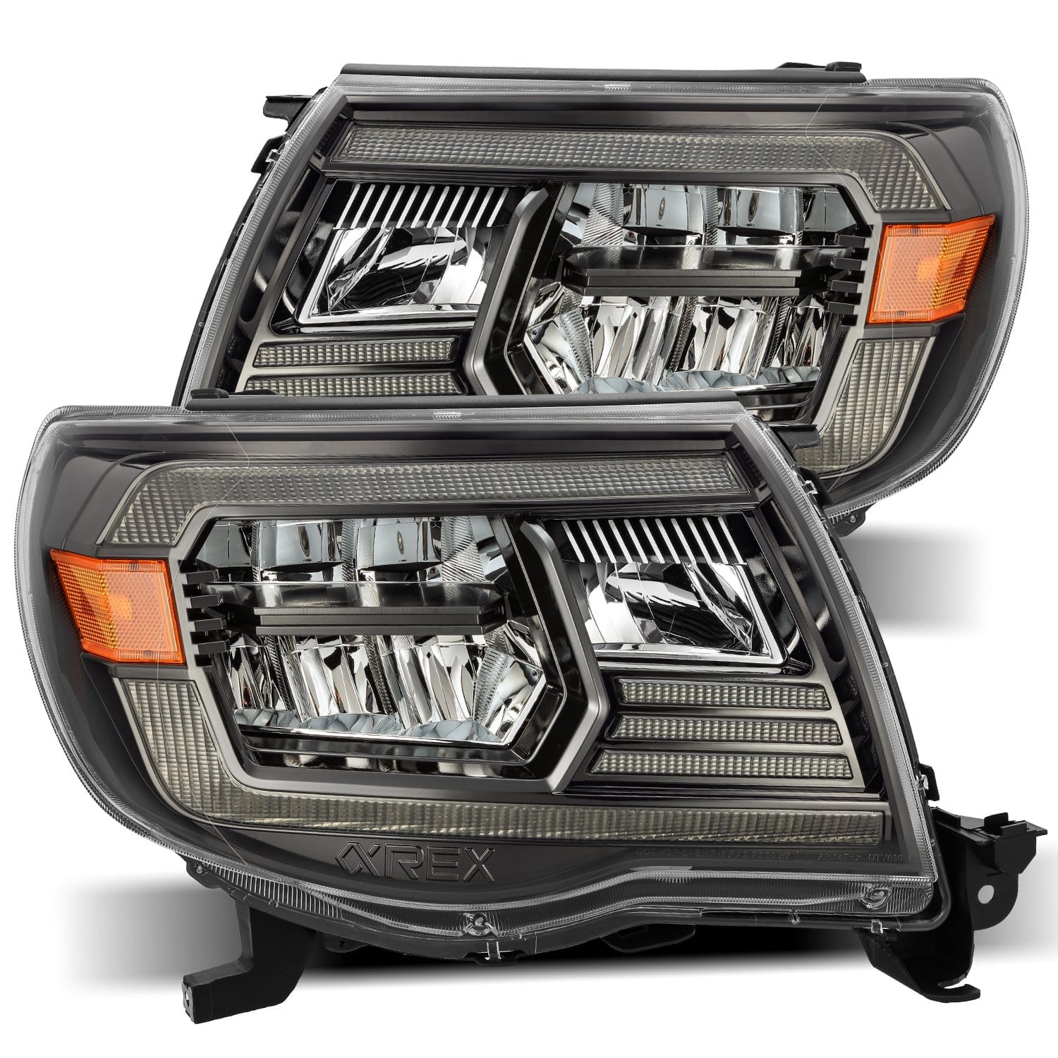 2005-2011 Toyota Tacoma LUXX Series LED Crystal Headlights - Alpha Black by Alpha Rex (880733) - Upgrade Your Truck's Style & Night Visibility for Off-Roading & Daily Driving
