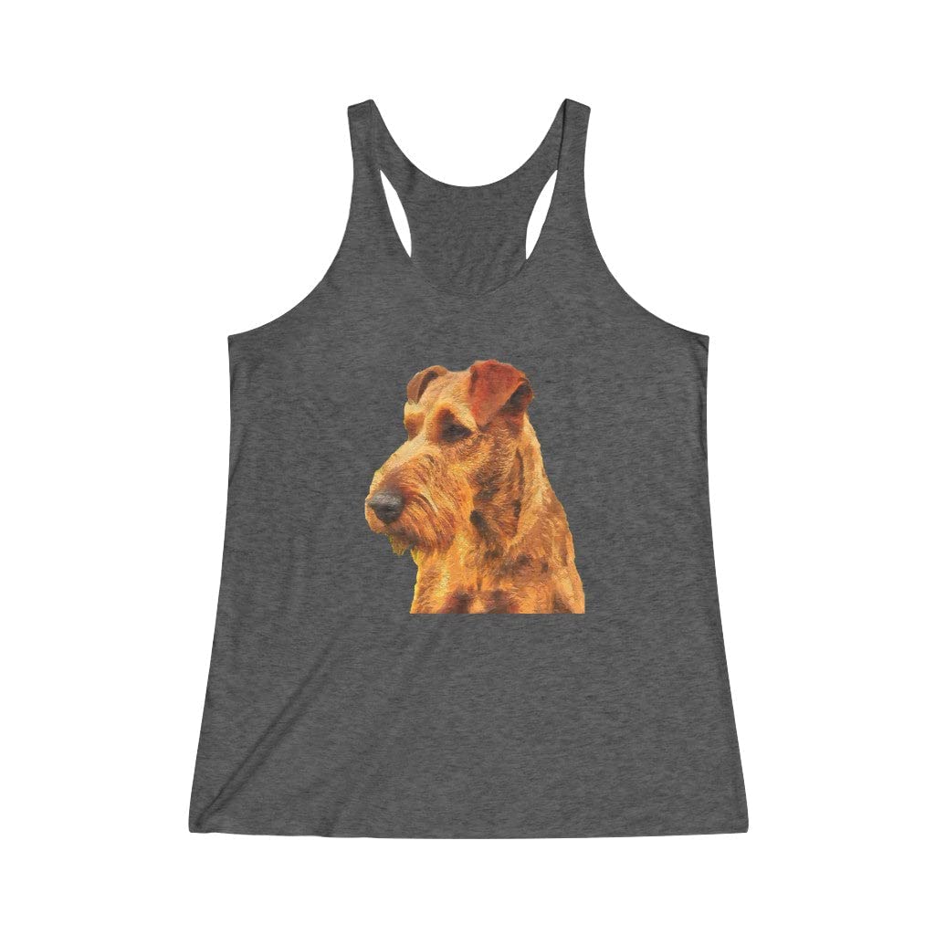 Irish Terrier 'Jocko' Women's Tri-Blend Racerback Tank Top - Soft Breathable Vintage Dog Lover Tee by Doggylips™ - Perfect for Casual Wear, Gym & Summer Outfits