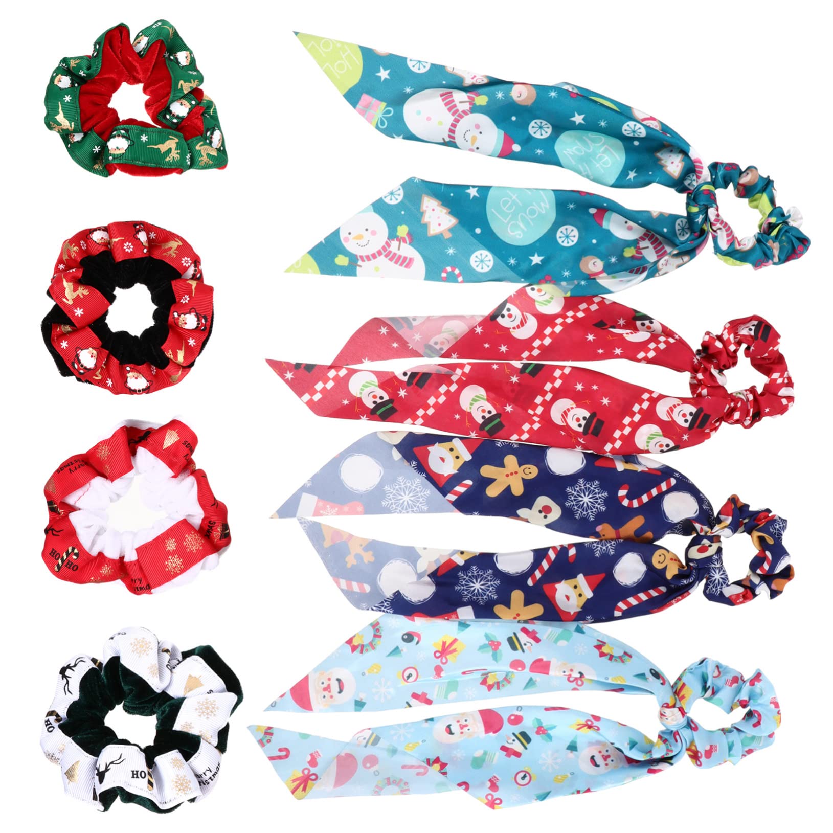 8pcs Christmas Hair Ties for Women & Girls - Festive Hair Bows, Scrunchies, Hair Ribbons & Hair Scarf Set - Perfect for Holiday Parties, Gifts & Christmas Outfits