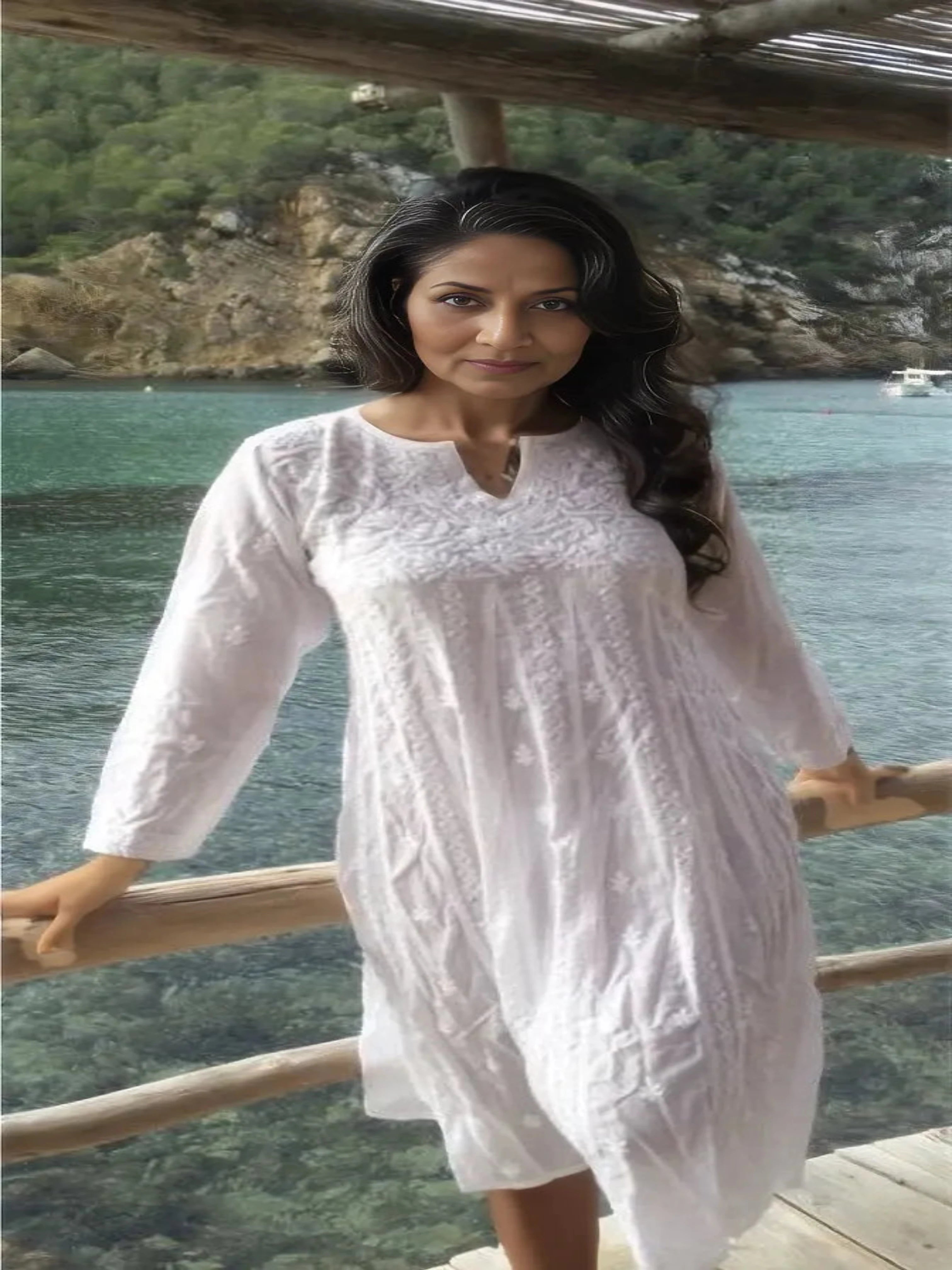 Handmade White Anarkali Dress - Boho Kaftan & Ibiza Tunica Dress for Weddings, Beachwear & Kundalini Yoga | Best Seller Boho Maxi Dress for Women | Perfect for Beach Vacations, Yoga Sessions & Summer Festivals