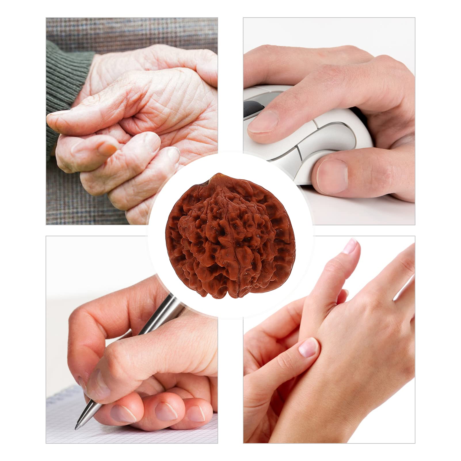 Healifty 2-Pack Walnut Massage Balls for Hand Therapy & Exercise - Improve Blood Circulation, Relieve Stress - Perfect for Office, Home & Travel Use