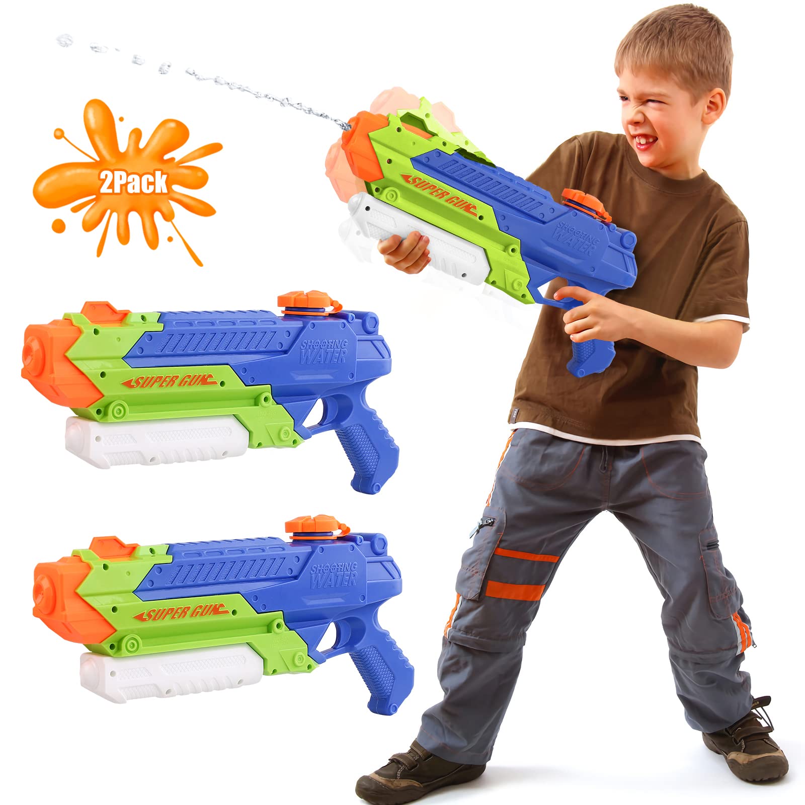 Beewarm Super Water Soaker for Kids & Adults - 1000CC Long Range Water Gun for Outdoor Fun (2 Pack)