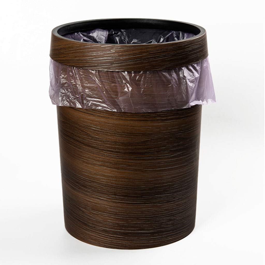 Wooden Trash Can - 2.6 Gallon Brown Wood Grain Garbage Bin for Kitchen, Home, Office | Eco-Friendly Waste Basket with Painted Art Design | Perfect for Recycling, Bathroom, Bedroom & Indoor Use