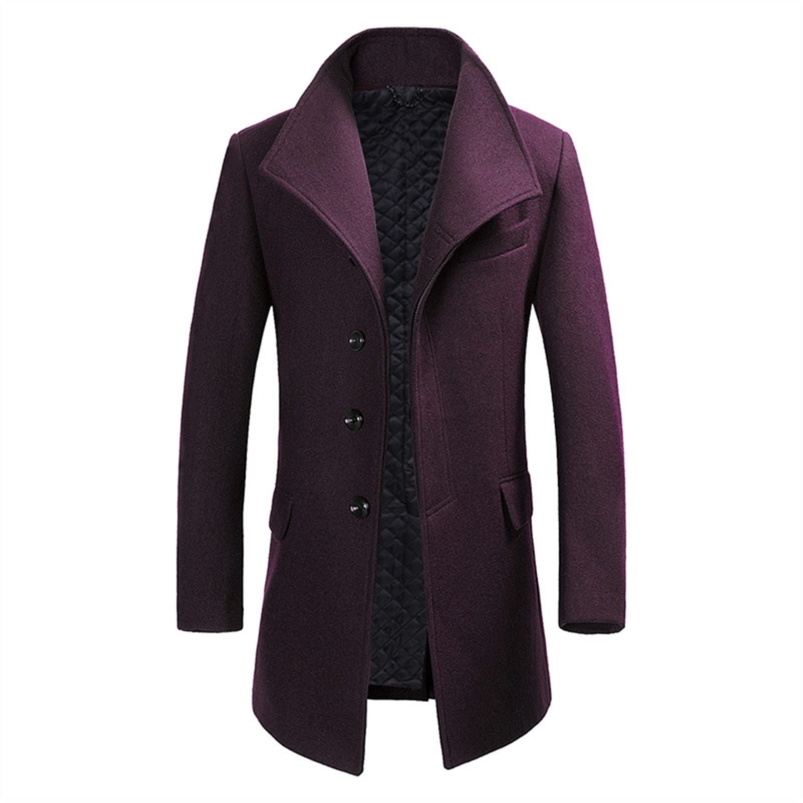 LSTGJ Men's Winter Wool Long Coat - Thick Warm Overcoat for Cold Weather | Casual & Work Jacket for Outdoor Activities
