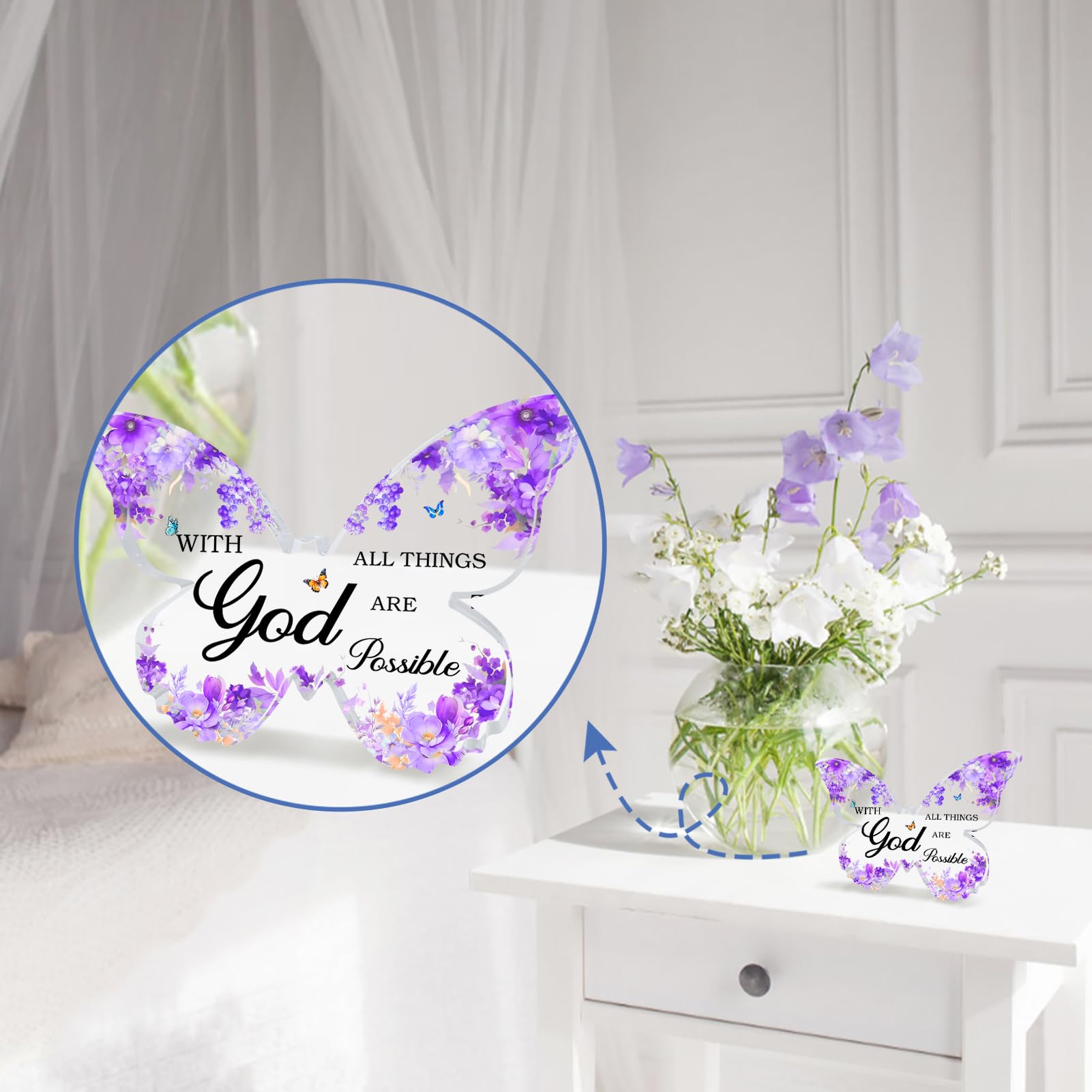 Inspirational Purple Desk Decor for Women - Elegant Office & Home Table Decoration, Religious Gift Idea for Birthday & Special Occasions | Perfect for Workspace Motivation & Spiritual Spaces