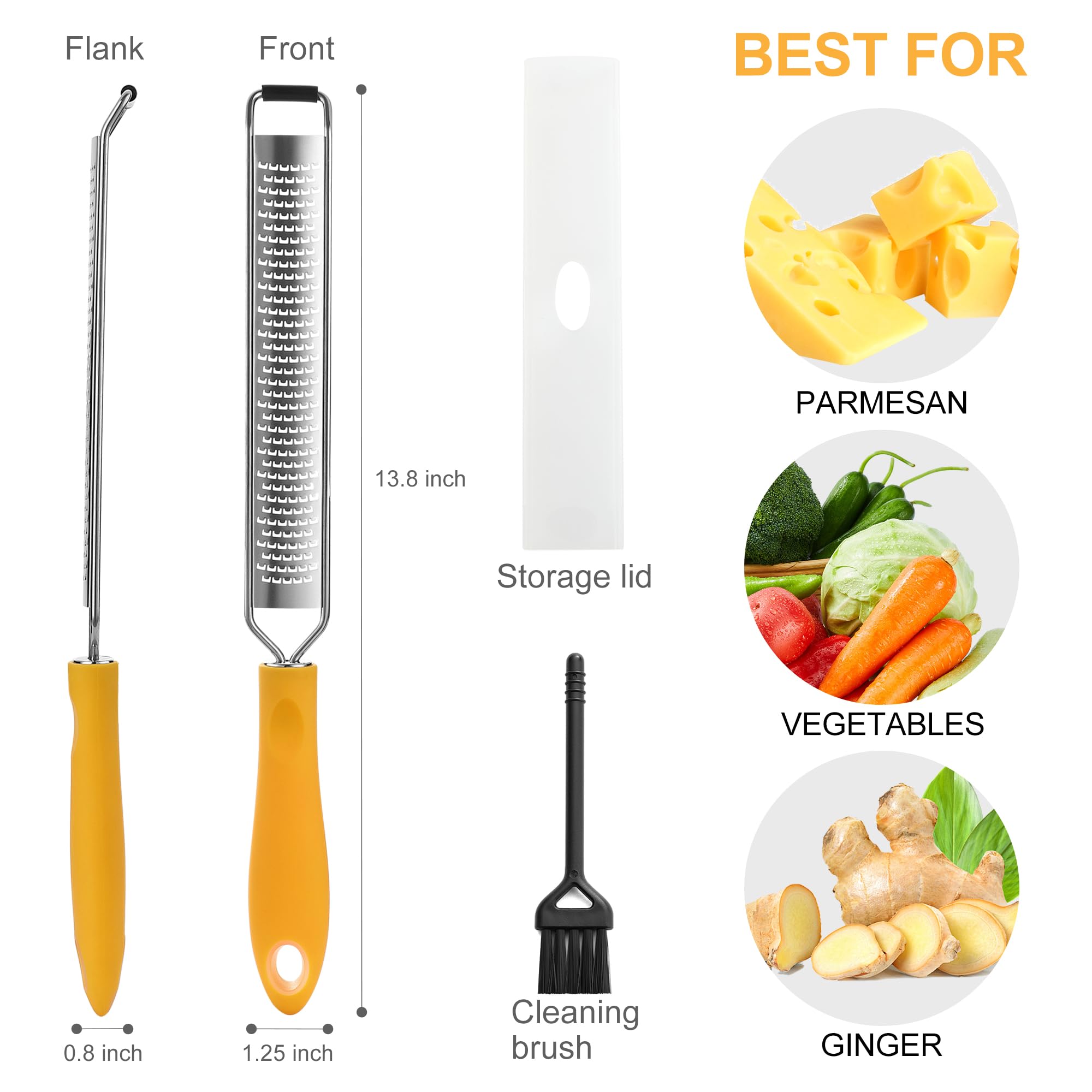 Premium Stainless Steel Lemon Zester & Heavy Duty Cheese Grater - Perfect for Parmesan, Garlic, Nutmeg, Chocolate, Fruits & Vegetables | Kitchen Essential for Baking, Cooking & Garnishing