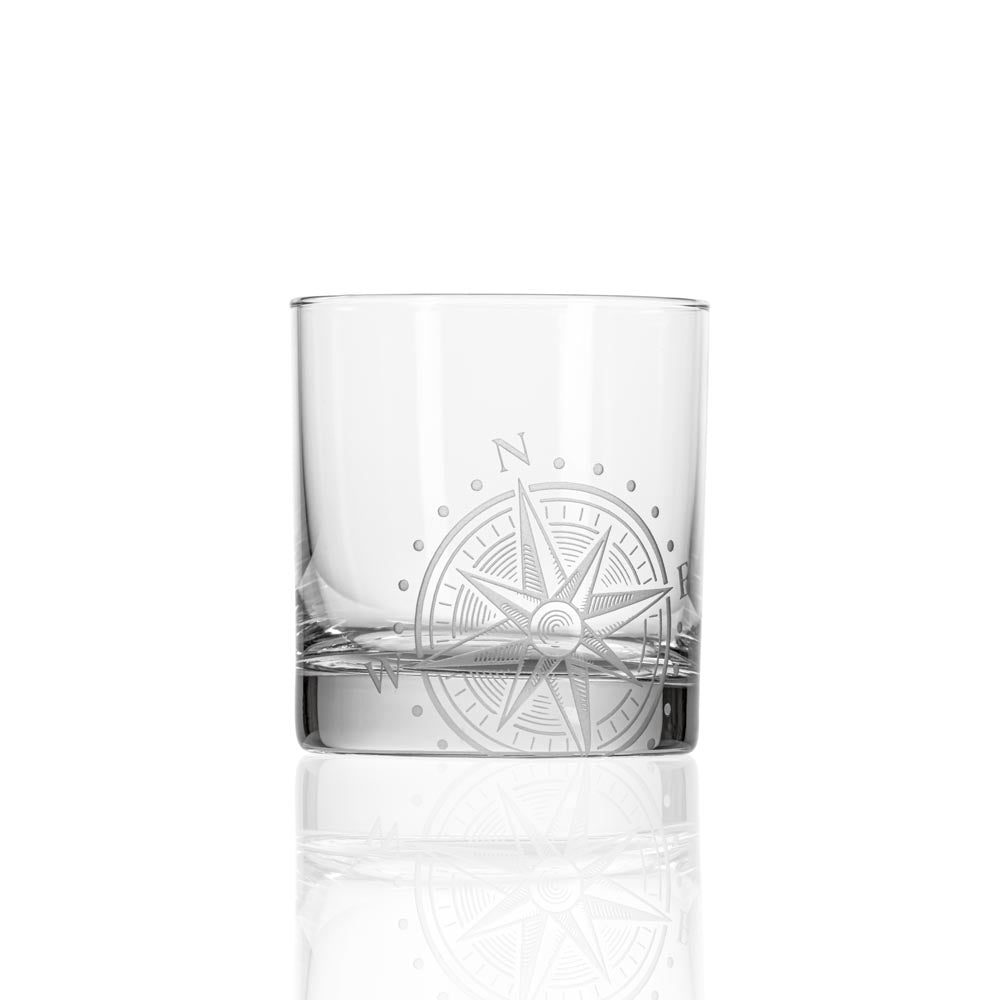 Premium Compass Star 10oz Rocks Glasses (12-Pack) - Heavy Base Whiskey Glasses for Scotch, Bourbon & Cocktails - Perfect for Home Bars, Parties & Gifts