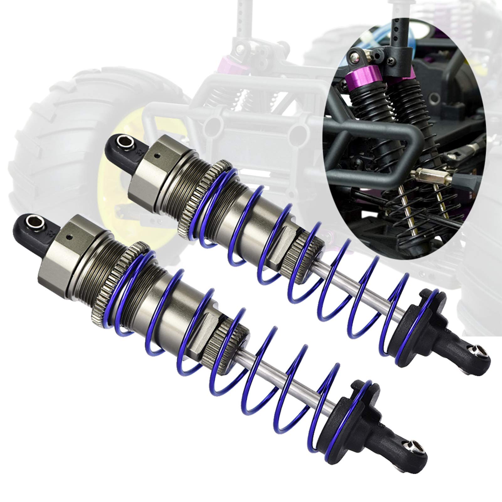 Dilwe 1 Pair Metal Shock Absorbers for 1/10 RC Car (105mm) - Heavy Duty Suspension Upgrade Parts for RC Trucks, Crawlers & Off-Road Vehicles - Perfect for Bashing, Racing & Trail Adventures
