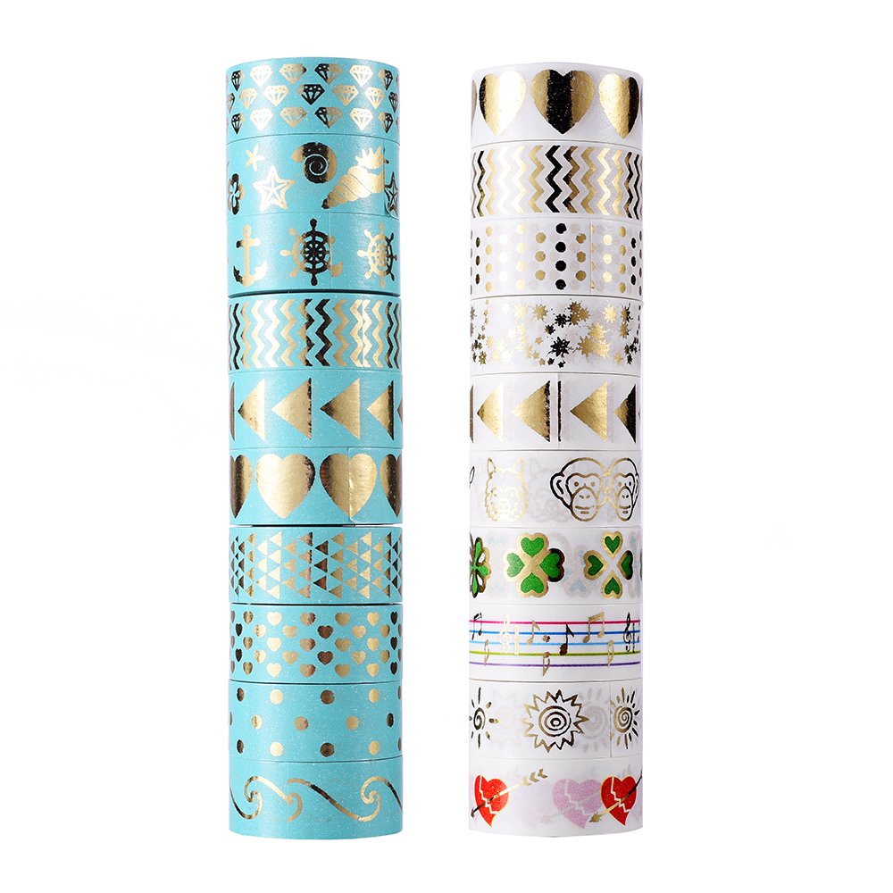 20 Rolls Gold Foil Washi Tape Set - Decorative Adhesive Tape for DIY Scrapbooking, Journaling, Gift Wrapping & Home Decor | Perfect for Crafts, Bullet Journals, Cards & Party Decorations