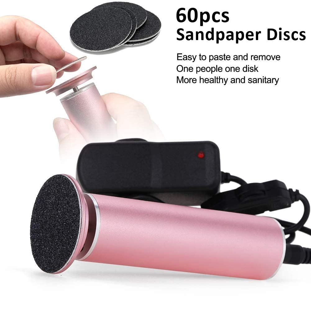 Electric Foot File Callus Remover for Feet - Adjustable Speed Pedicure Tool with Replaceable Sandpaper Discs for Dead Skin & Heel Calluses (Upgraded FCR-1 Pink) | Professional Foot Sander Grinder for Home Spa & Pedicure Care