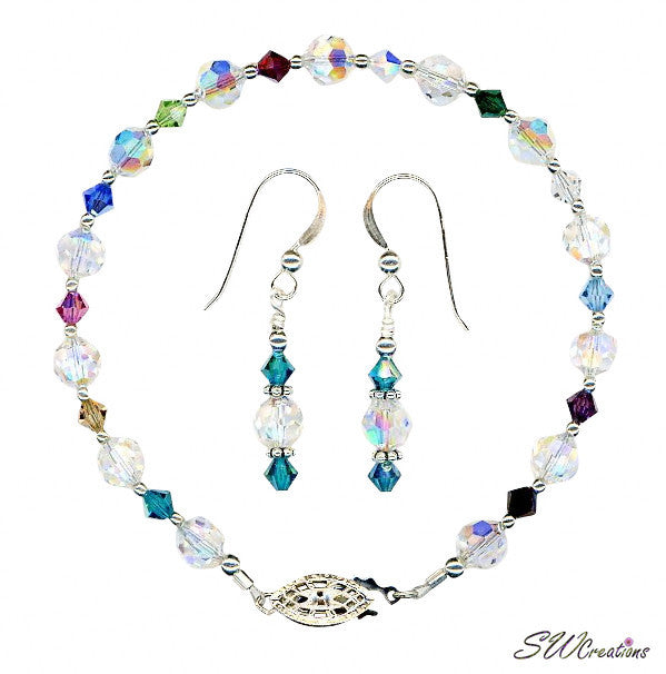Small Generation Birthstone Dazzling Crystal Jewelry Set - Perfect for Gifts, Anniversaries & Special Occasions | Elegant Necklace, Earrings & Bracelet Collection