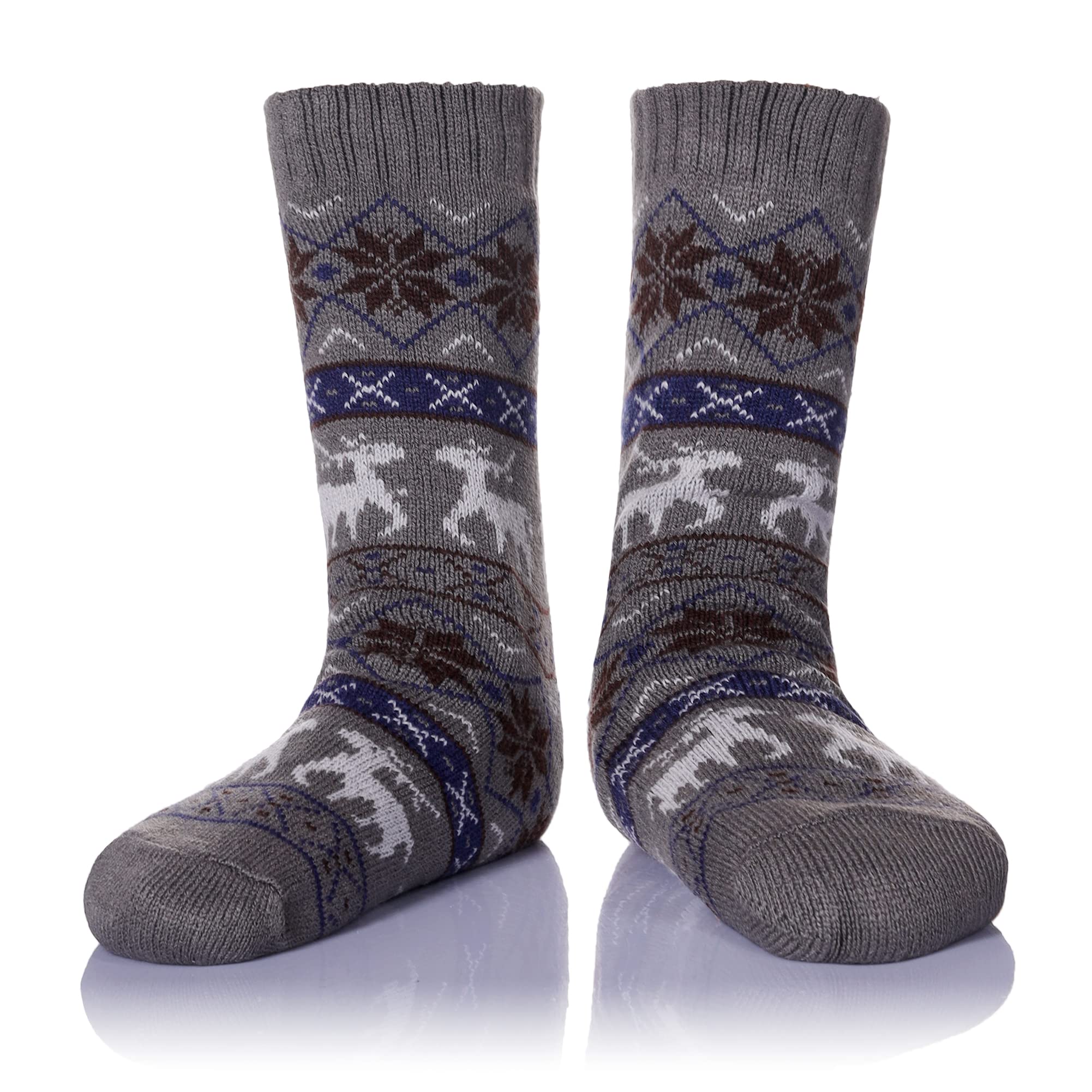 Men's Fleece Lined Thick Winter Slipper Socks - Non-Slip Fuzzy Warm House Shoes for Indoor Comfort & Cozy Sleeping - Perfect for Cold Weather, Lounging at Home and Relaxing