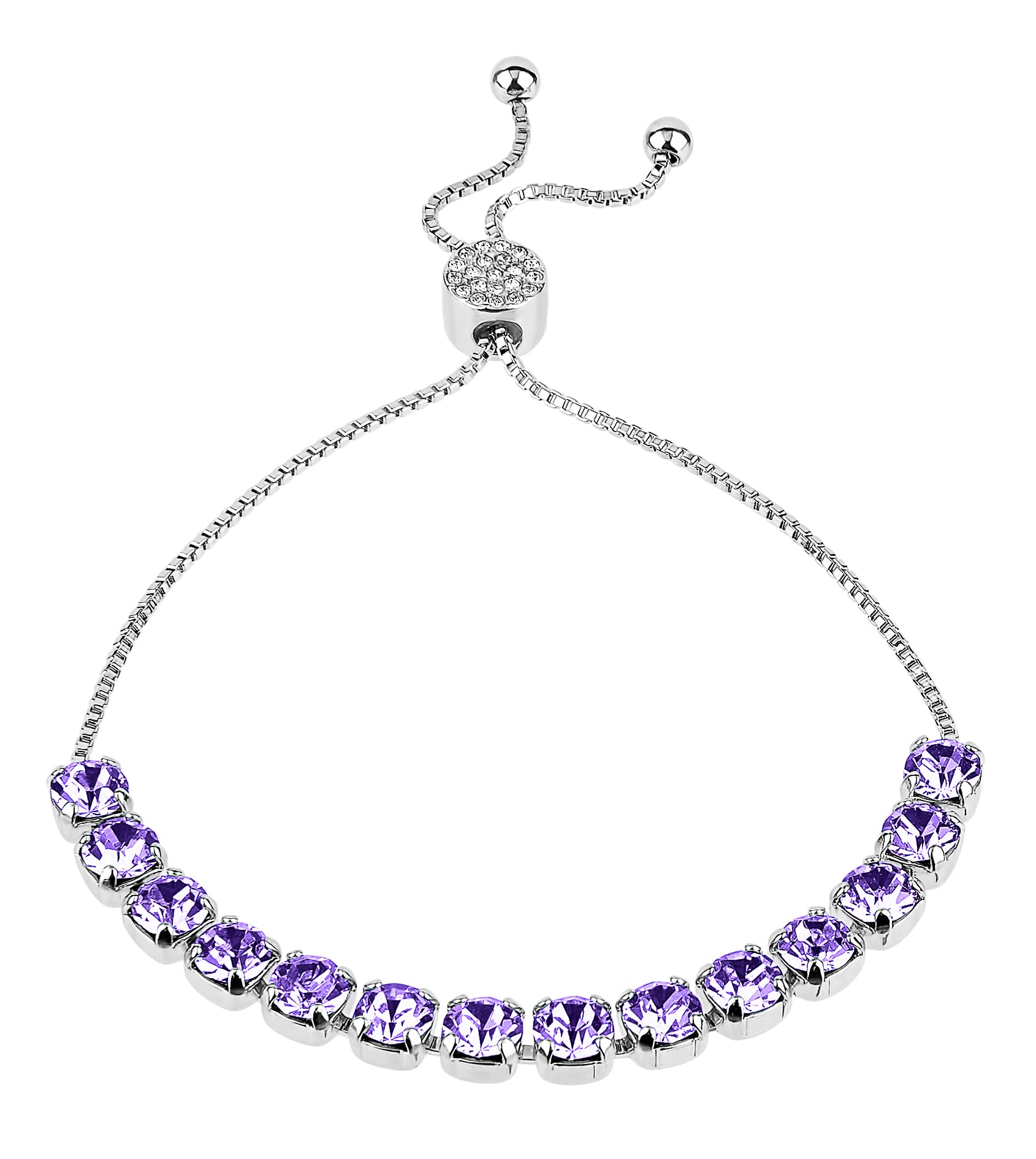 INSPIRED VOICES Adjustable Slider Lariat Tennis Bracelet for Women - Sparkling Rhinestone Fashion Jewelry in Blue, Pink, Purple & More Colors | Perfect for Parties, Weddings & Everyday Wear
