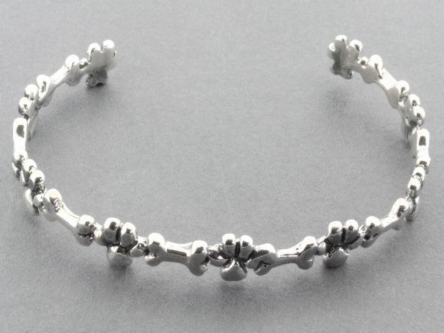 Sterling Silver Dog & Bone Cuff Bracelet for Women - Trendy Pet Lover Jewelry Gift for Dog Owners, Perfect for Casual Wear and Special Occasions