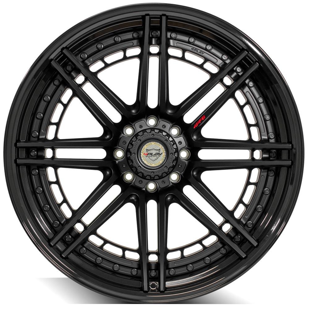 4Play Forged Series 4PF8 Matte Black Center with Gloss Black Barrel 24x14.0 8x170mm 124.9mm Offset Wheels - Premium Forged Alloy Rims for Trucks & SUVs - Perfect for Off-Roading, Custom Builds, and Street Performance