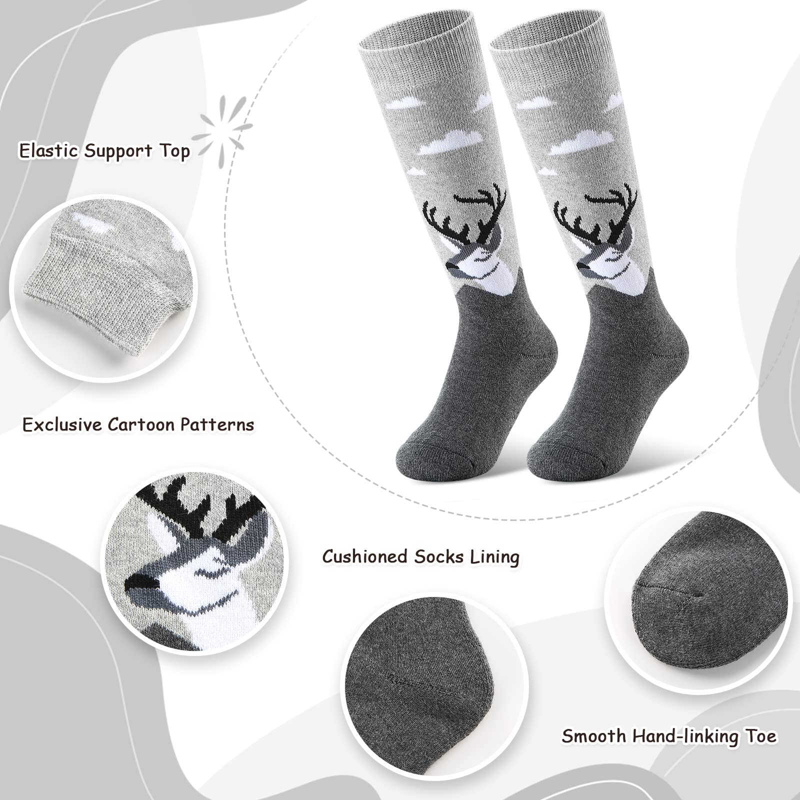 Cimkiz Kids Ski Socks for Boys & Girls - Warm Winter Snowboarding Socks (2-Pack/3-Pack) - Toddler Outdoor Skiing & Snow Sports Accessories for Cold Weather Activities