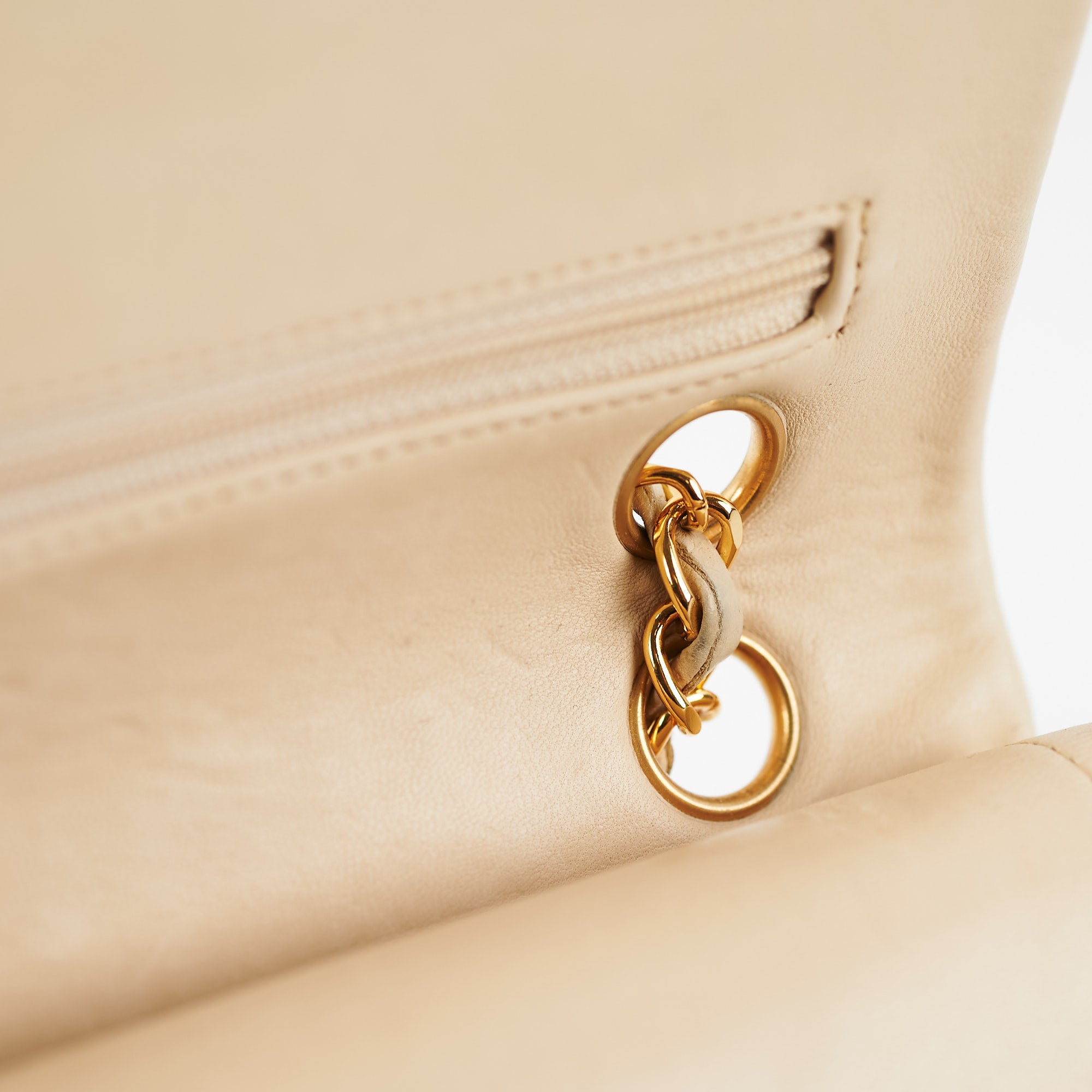 Vintage Chanel Small Double Flap Bag in Beige Lambskin Leather - Perfect for Date Night & Special Occasions