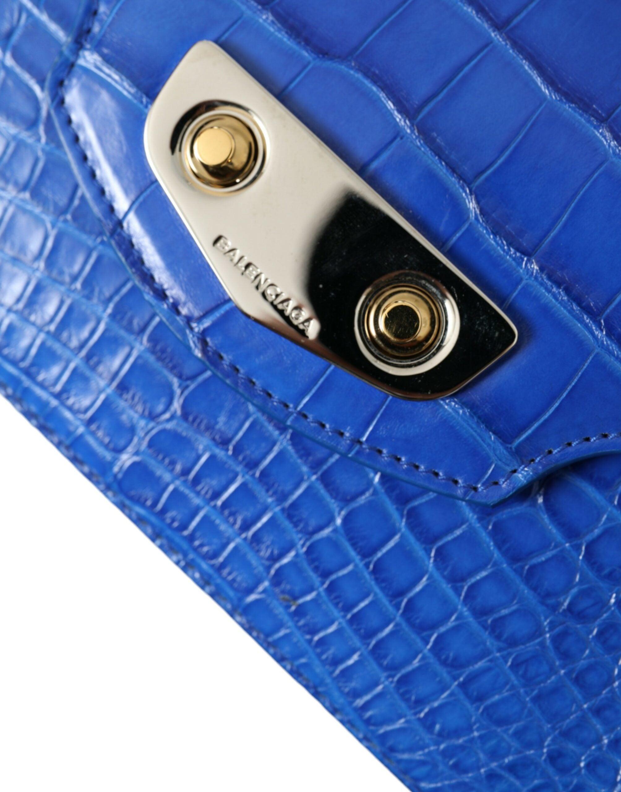 Balenciaga Blue Alligator Leather Neo Classic Mini Bag - Luxury Designer Crossbody Purse for Women, Perfect for Evening Parties & Special Occasions