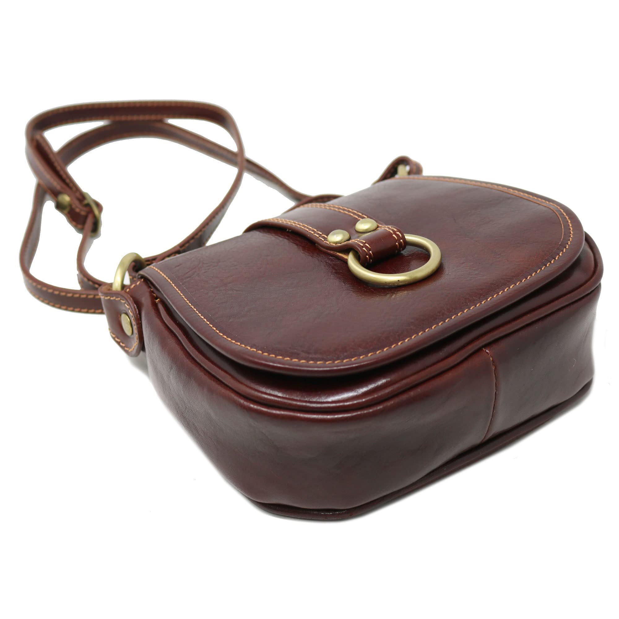 Floto Venezia Women's Saddle Bag - Vintage Leather Crossbody Shoulder Purse Handbag for Everyday Use, Travel & Date Night