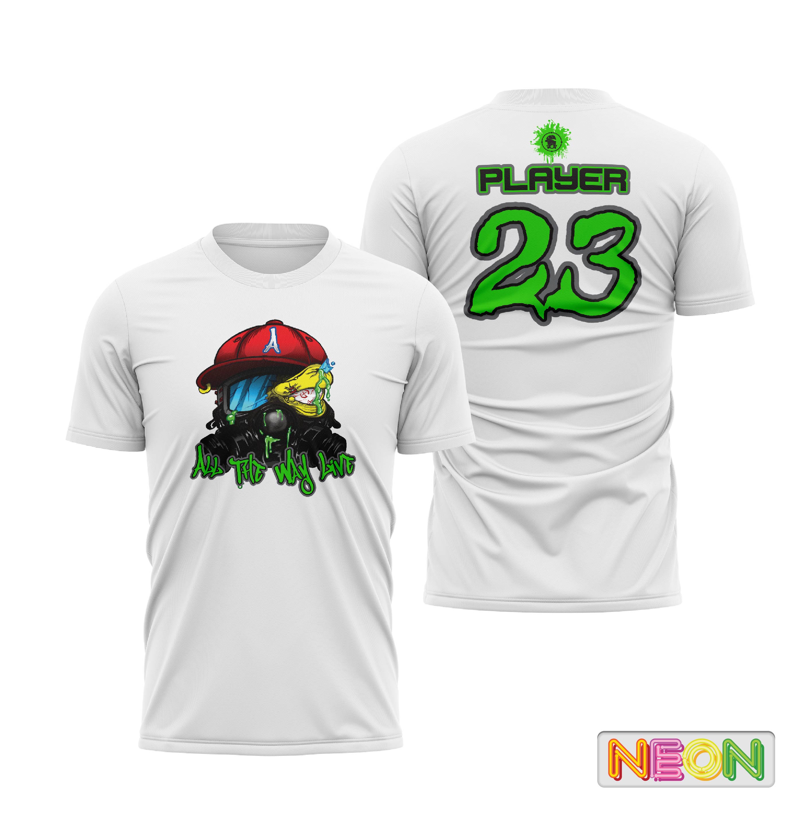 Crazy Ballz Men's White Sublimated Dye Jersey Gas Mask - Perfect for Paintball, Airsoft, and Cosplay Costumes