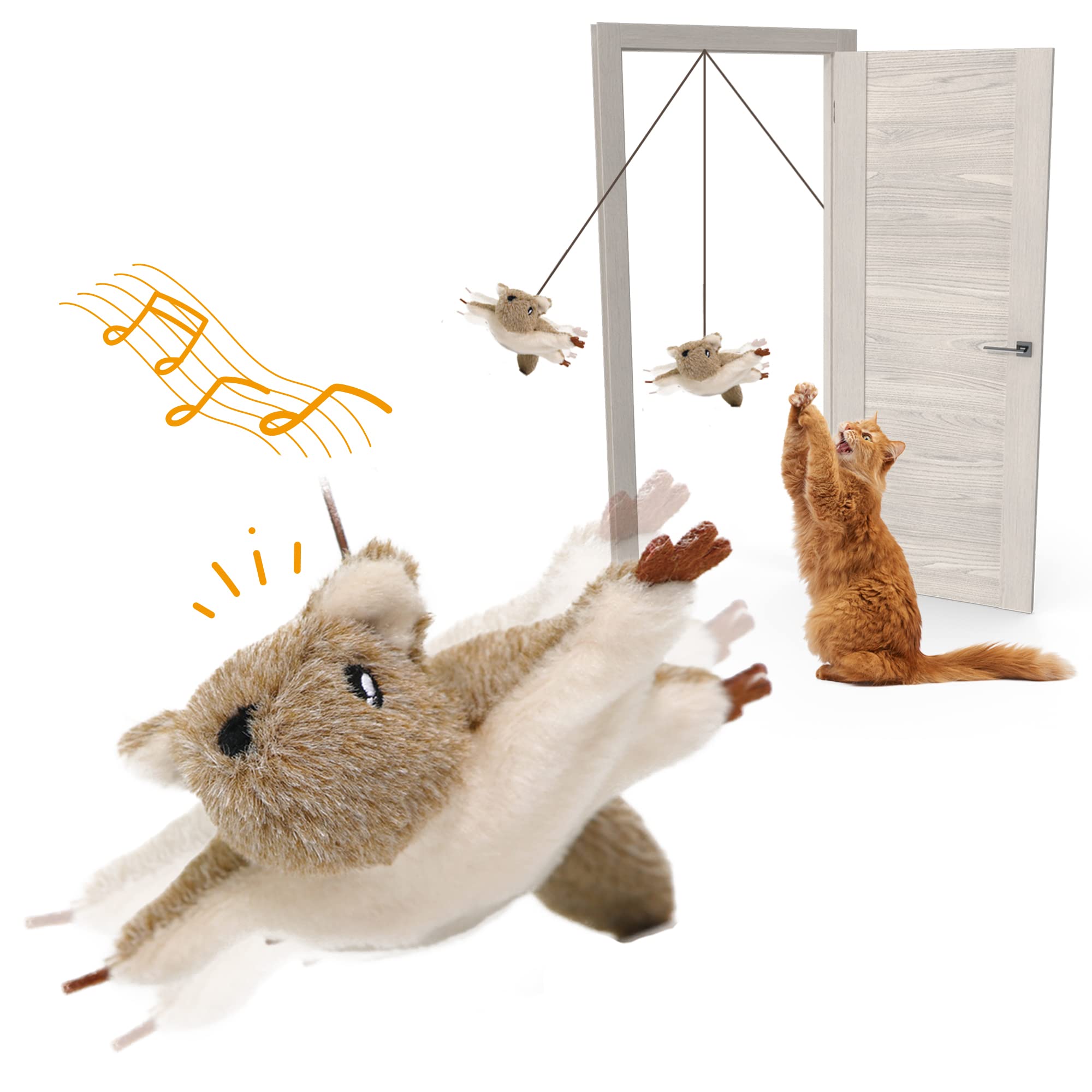 Interactive Flopping Mouse Cat Toy with Catnip & Silvervine - Touch Activated, Rechargeable Door Hanging Toy for Indoor Cats - Perfect for Playtime, Exercise & Mental Stimulation