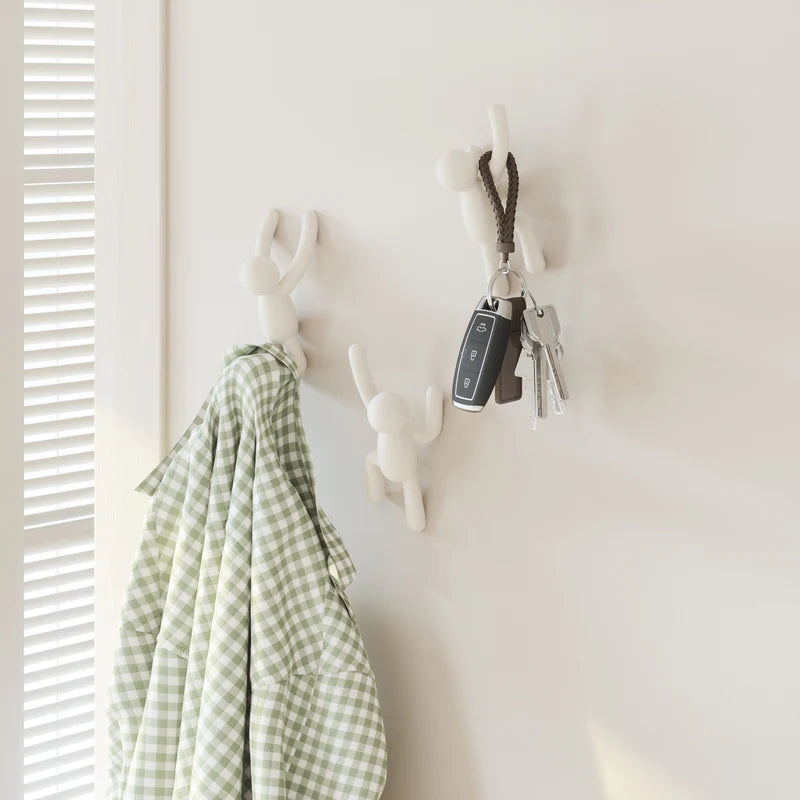 White Buddy Wall Hook - Heavy Duty Adhesive Hooks for Hanging Keys, Hats & Coats - Perfect for Home, Office & Dorm Organization