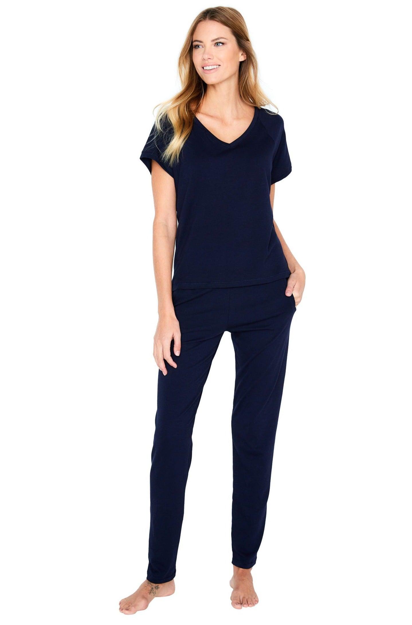 Brenda Relaxed Short Sleeve Loungewear Set - Soft Cotton Comfortable Women's Lounge Outfit for Home, Yoga & Relaxation