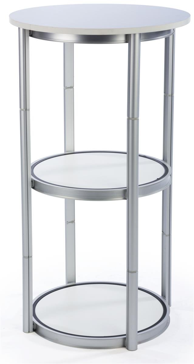Displays2Go Portable Display Case with Twist Design - Collapsible 4-Shelf White Laminate & Chrome Stand (SLVTWST1M) | Perfect for Trade Shows, Retail Displays & Boutique Merchandising