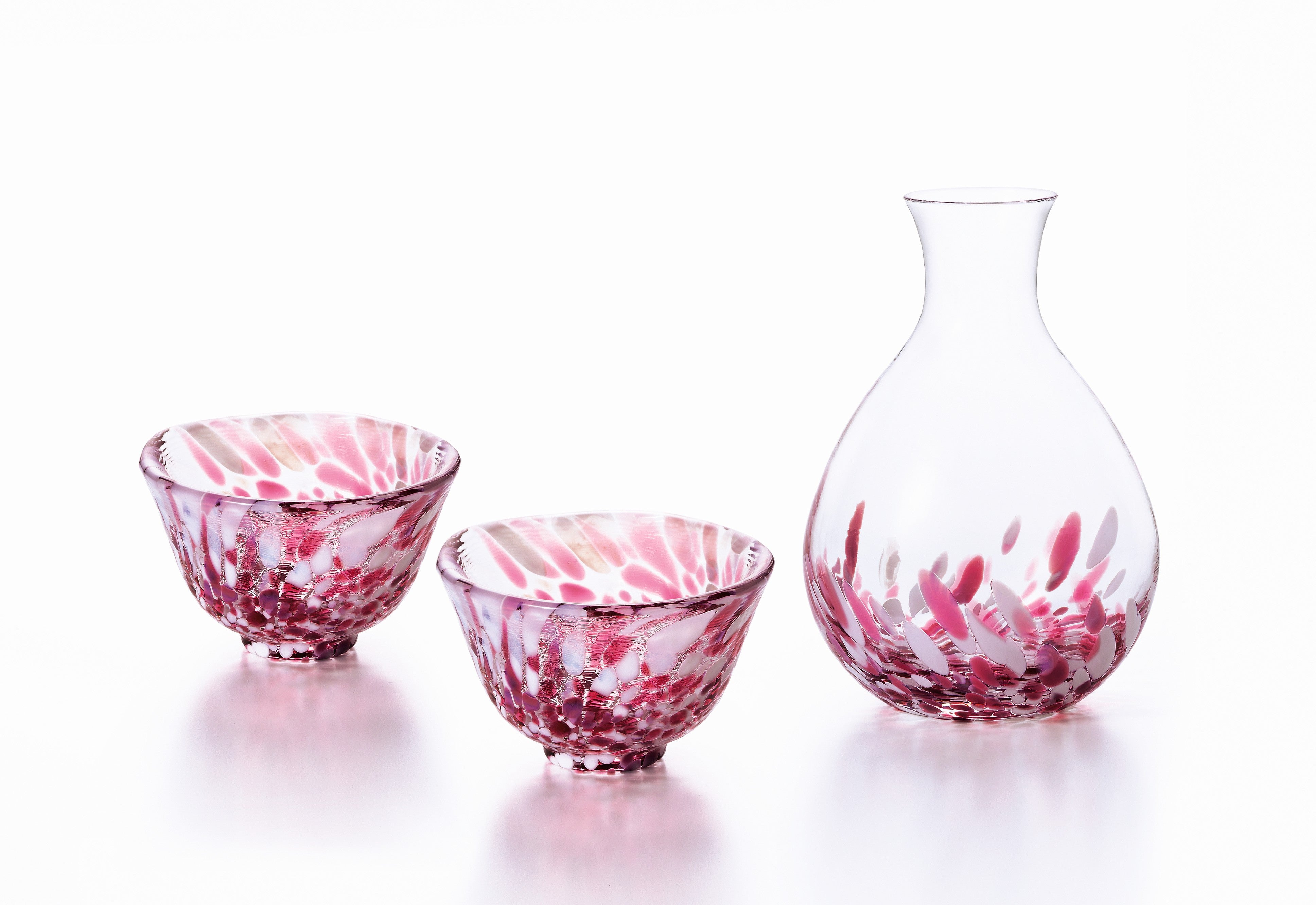 Premium Japanese Sake Set - Handcrafted Vidro Glass with Sakura Cherry Blossom Design - Perfect for Traditional Ceremonies, Gifts & Home Decor