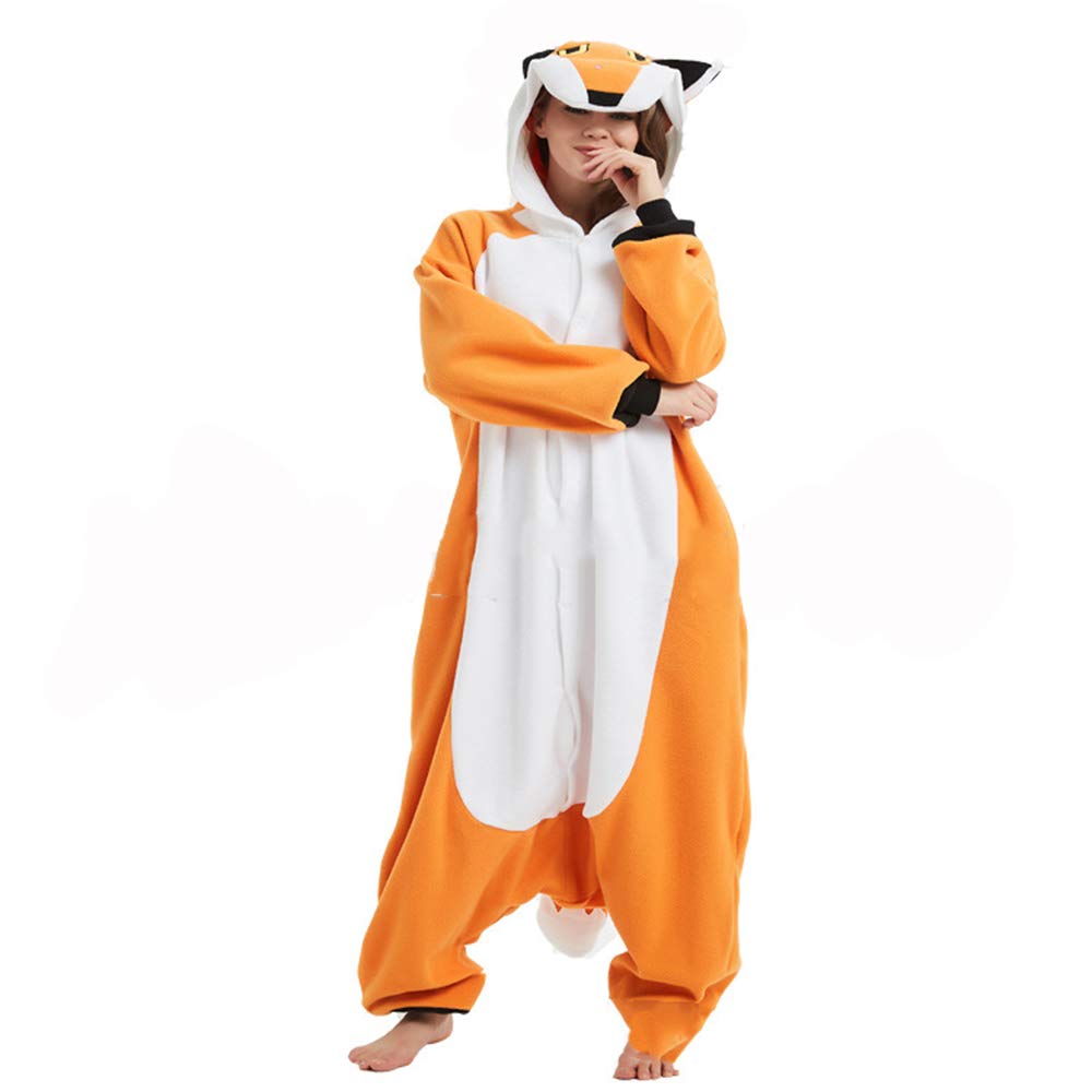 Unisex Adult Fox Pajamas Costume - Animal Cosplay Jumpsuit for Halloween, Christmas Parties & Loungewear