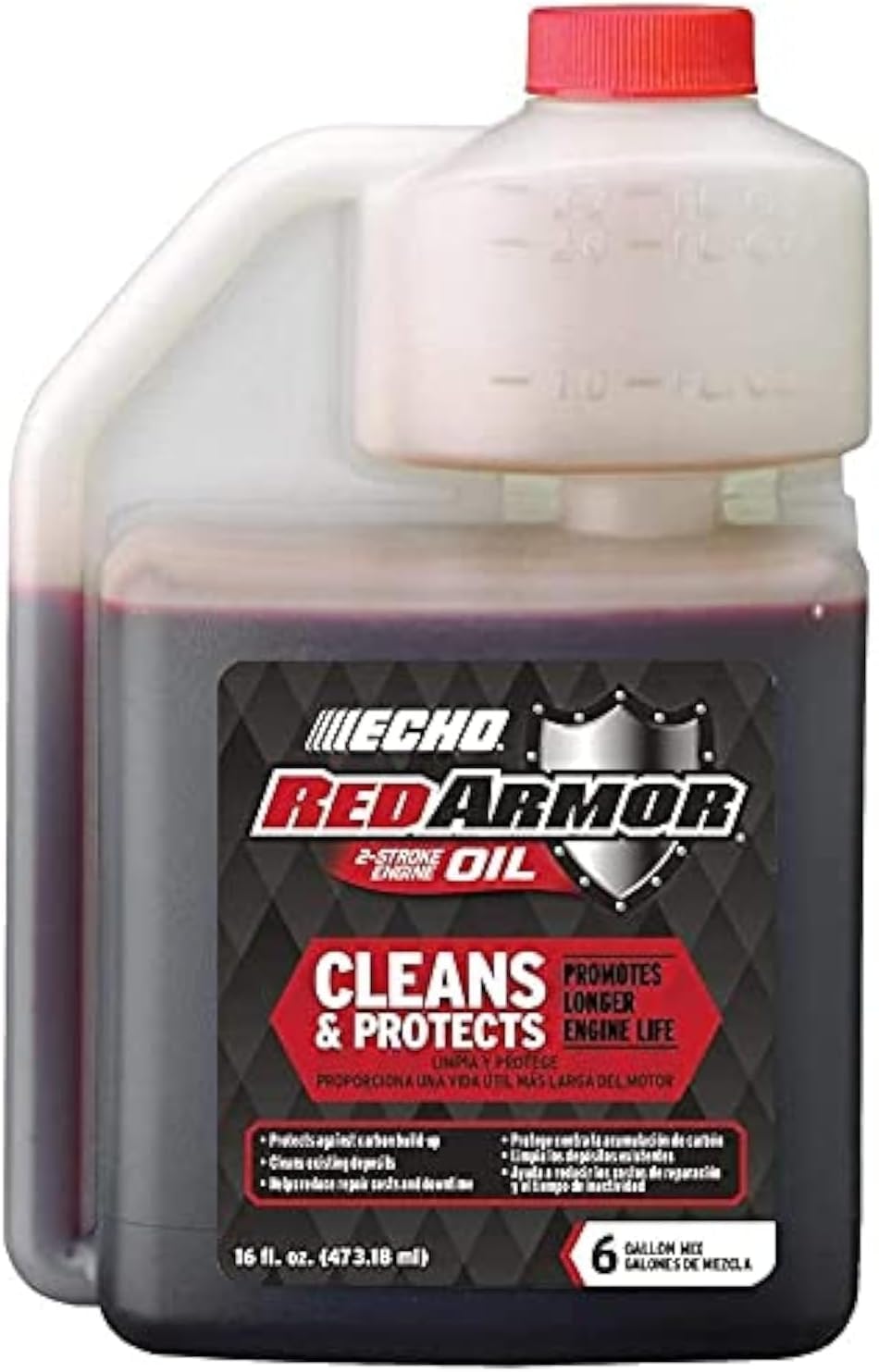 Echo 12 PK 6550006 Red Armor 16 oz 2-Cycle Engine Oil Mix 50:1 Ratio - Premium Squeeze Bottle for Chainsaws, Trimmers & Outdoor Power Tools