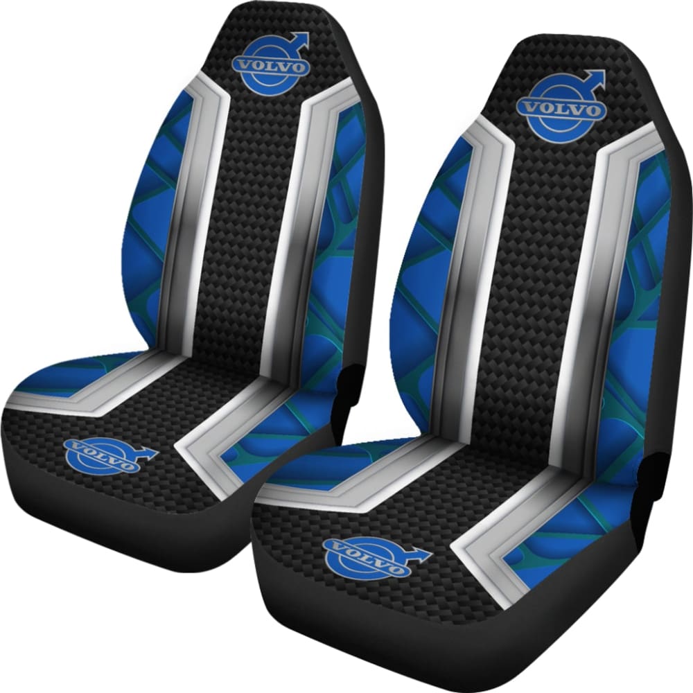Premium Volvo Blue & Black Themed Printed Car Seat Covers - Universal Fit for Most Volvo Models - Perfect for Road Trips, Daily Commutes & Interior Protection (Model 210901)