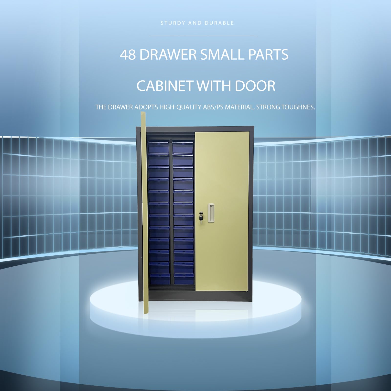 48-Drawer Hardware Organizer Storage Cabinet with Doors - Medium Tool Storage Box for Parts, Screws, Nails & Small Items | Perfect for Garage, Workshop & DIY Projects