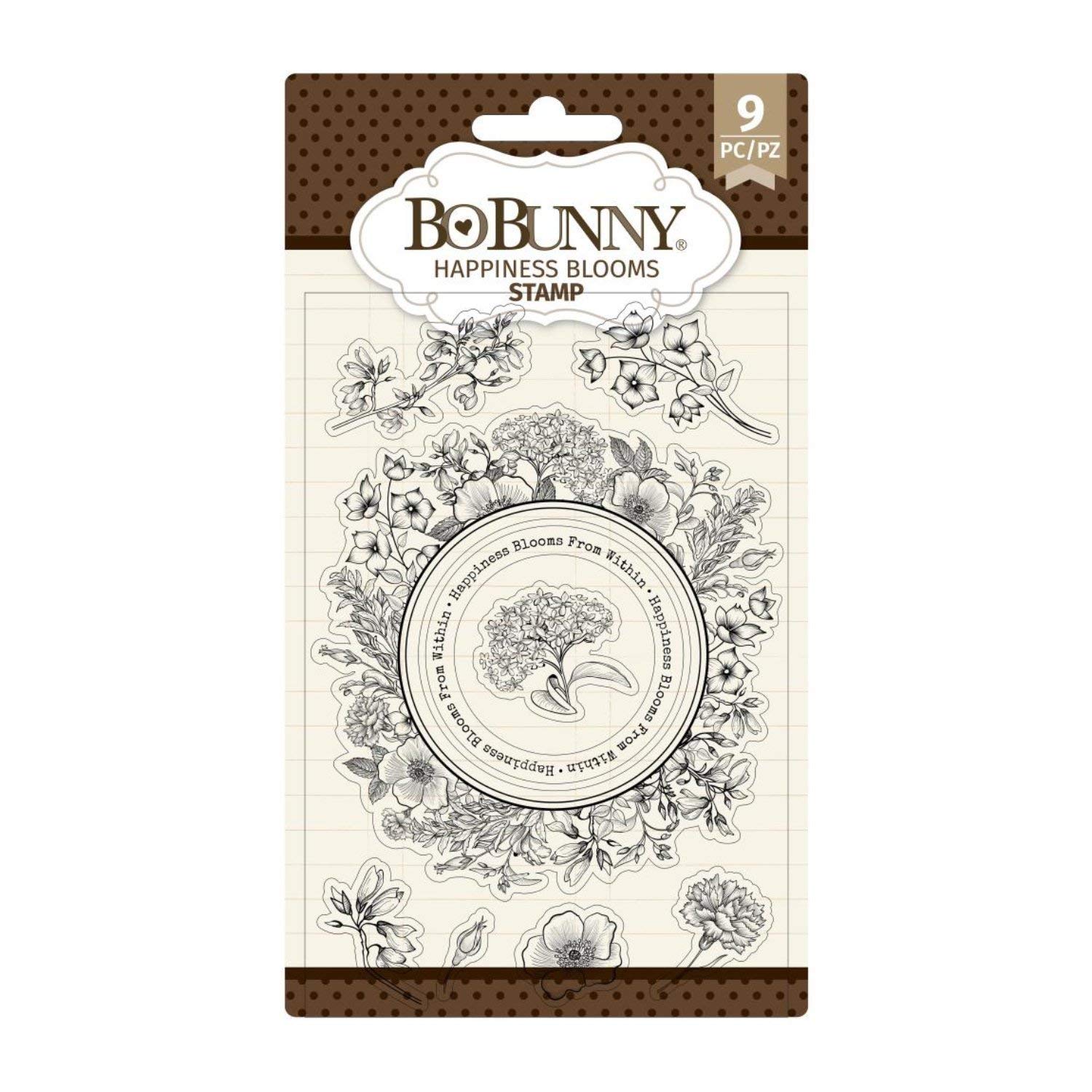 BoBunny Stamps 4X6 - Happiness Blooms Floral Rubber Stamps for Scrapbooking, Card Making & DIY Crafts | Perfect for Wedding Invitations, Journals & Home Decor