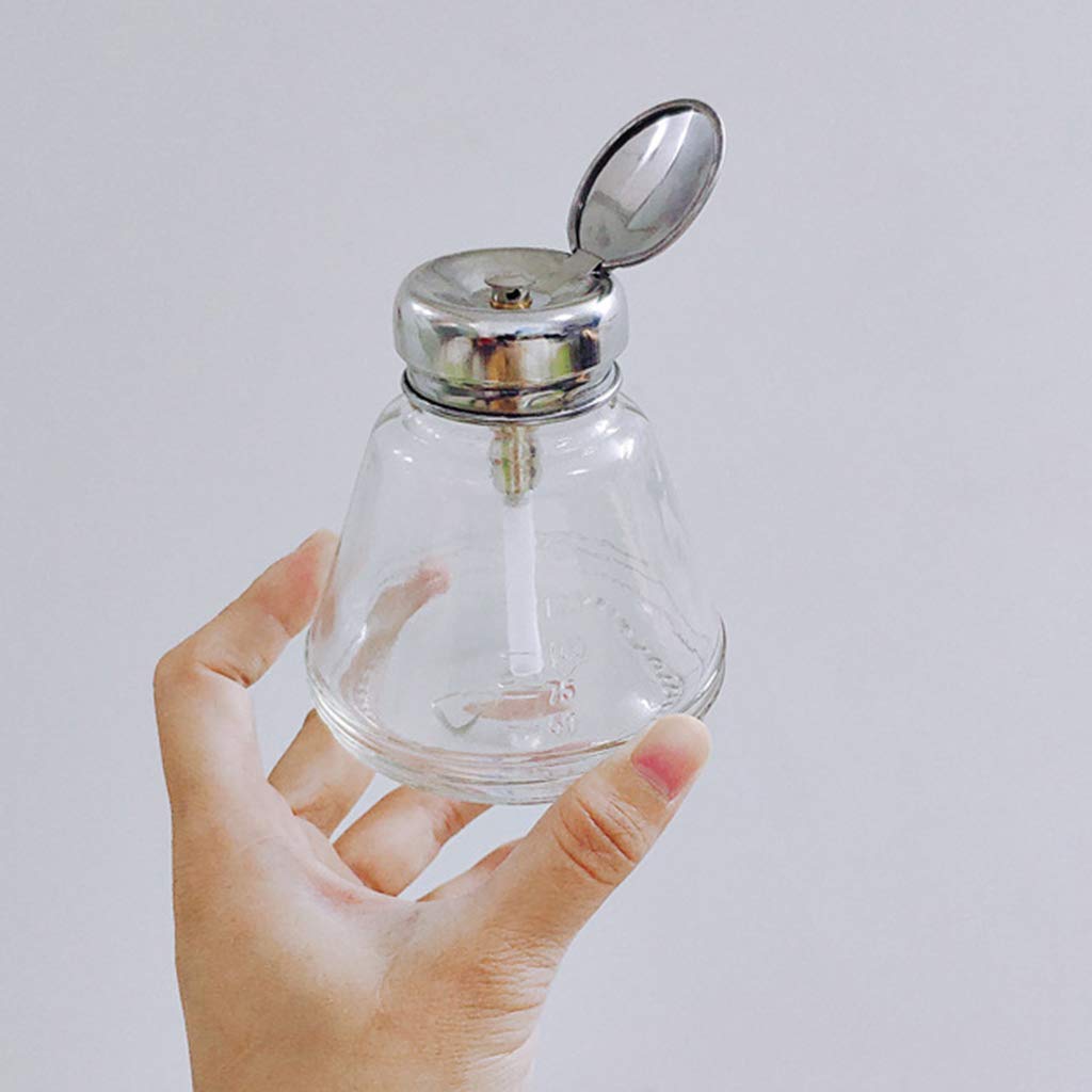 PURPLLE Empty Nail Polish Pump Dispenser - Glass Bottle with Press Down Pump for Salon & DIY Nail Art - Perfect for Refilling, Mixing, and Storing Nail Polish