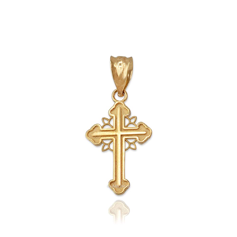 10K Yellow Gold Filigree Cross Charm Necklace for Women - Elegant Religious Jewelry Gift for Baptism, Confirmation & Everyday Wear